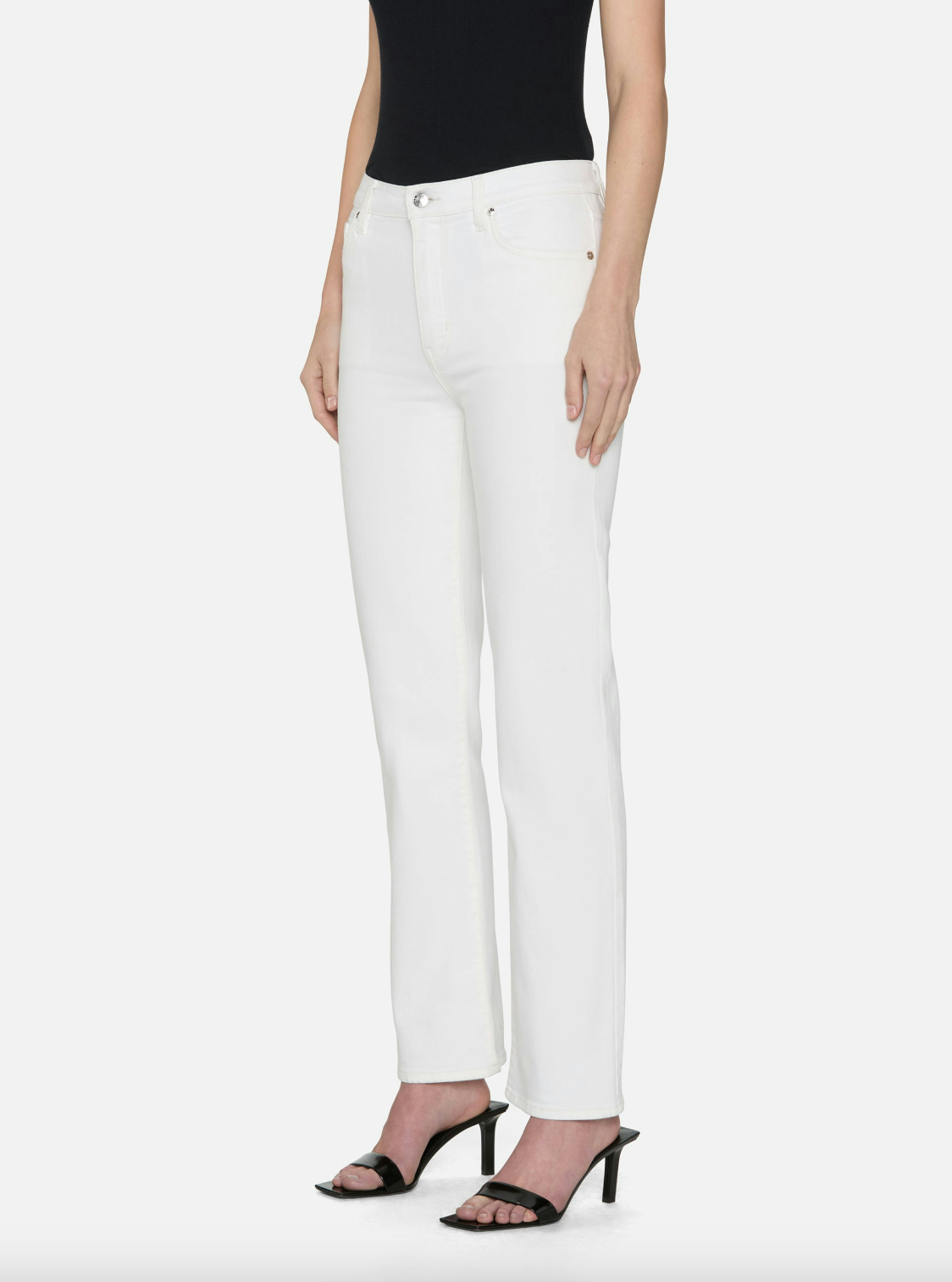 Le Sleek Straight Jean - White by Frame — view 3