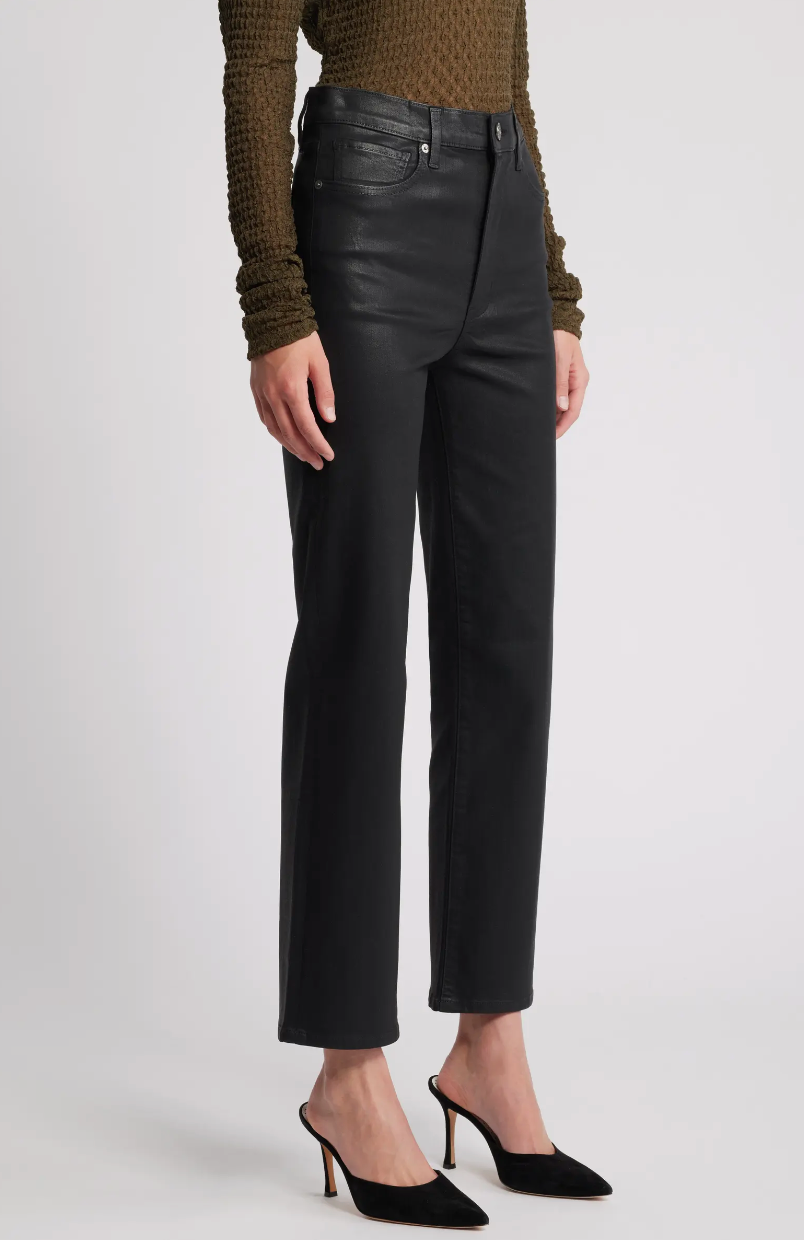 Le Sleek Straight Leg Jean - Noir Coated by Frame — view 3