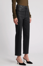Le Sleek Straight Leg Jean - Noir Coated by Frame — view 3