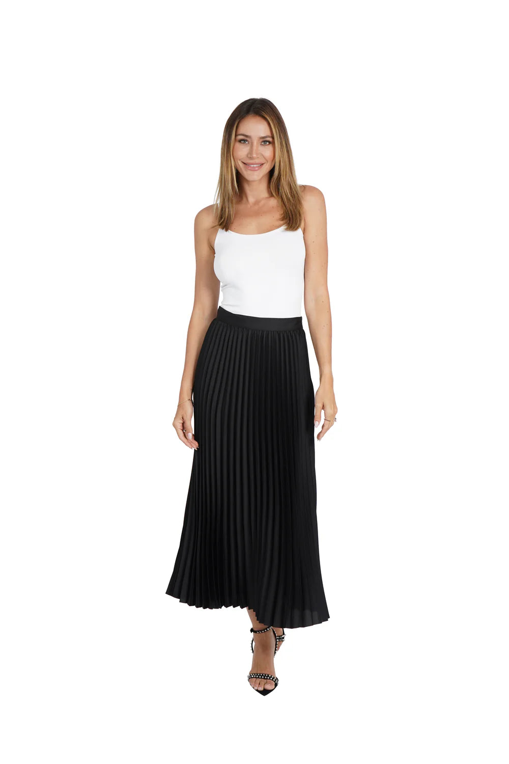 Nessa Pleated Skirt - Black by Love Token — alternate view