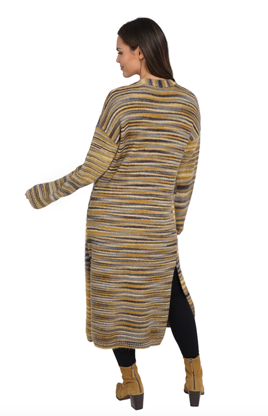 Long Cardigan - Camel Multi by Love Token — alternate view