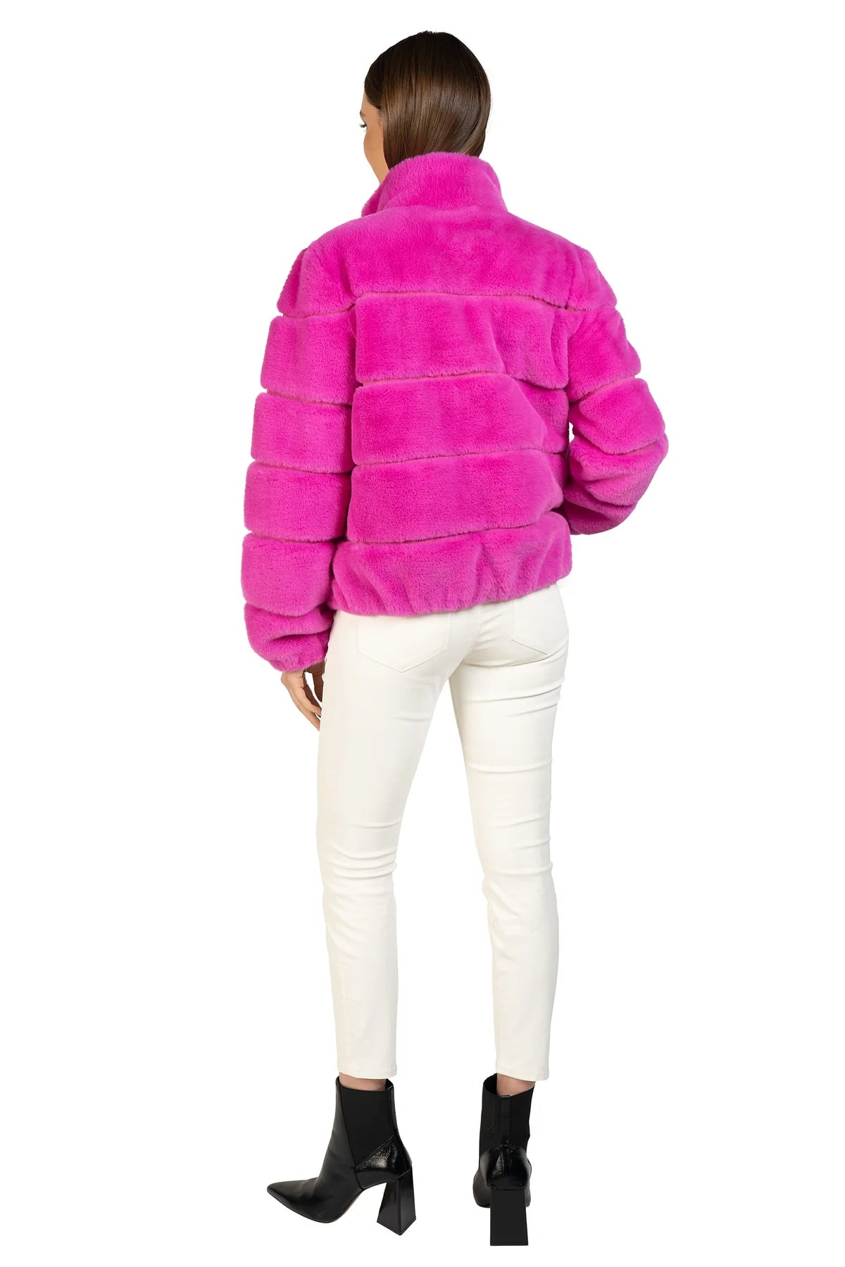 Faux Fur Jacket - Hot Pink by Love Token — view 4