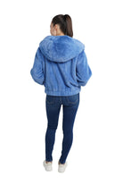 Sean Faux Fur Hooded Jacket - Blue by Love Token — alternate view