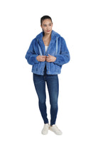 Sean Faux Fur Hooded Jacket - Blue by Love Token — view 4