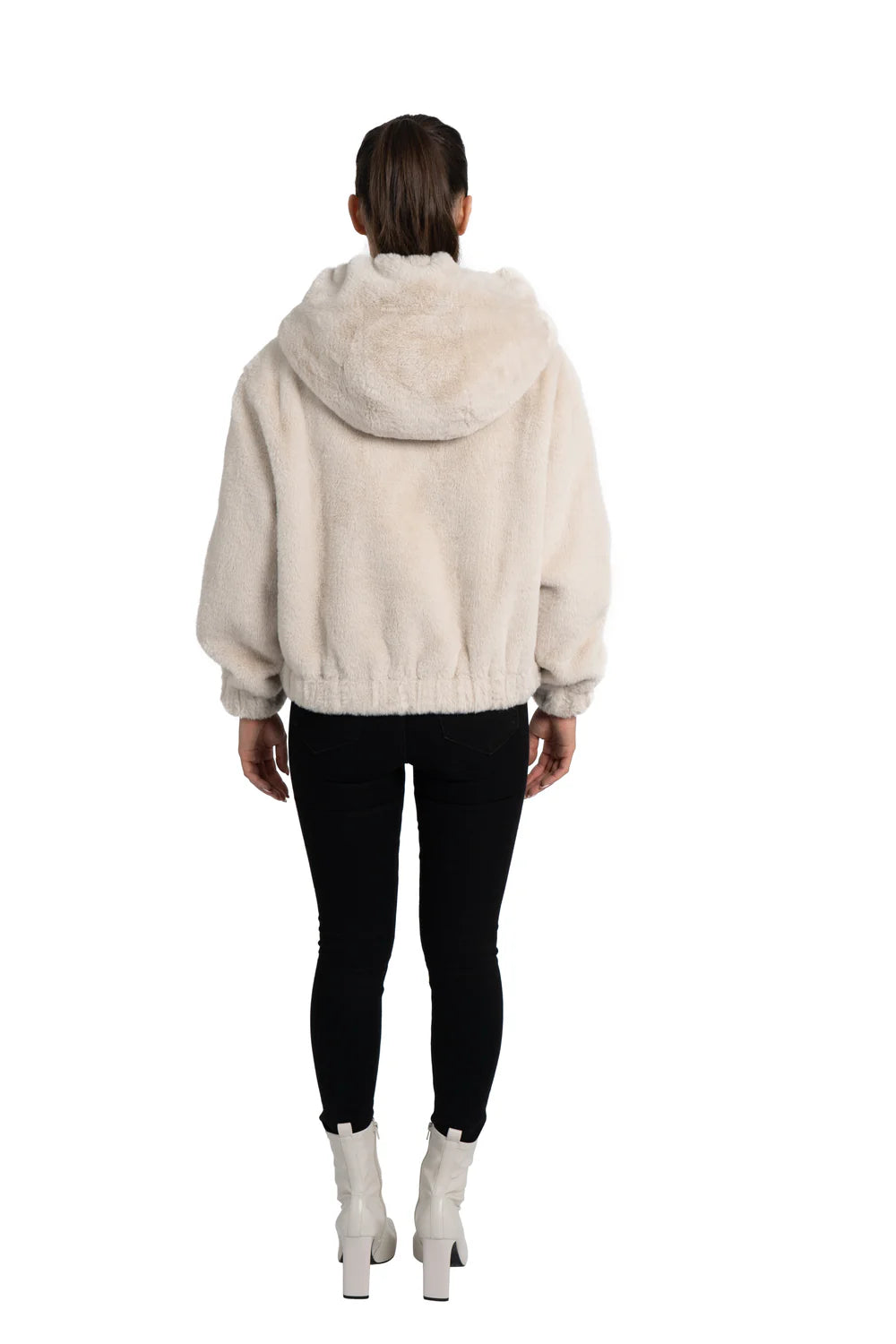 Sean Faux Fur Hooded Jacket - Ivory by Love Token — alternate view