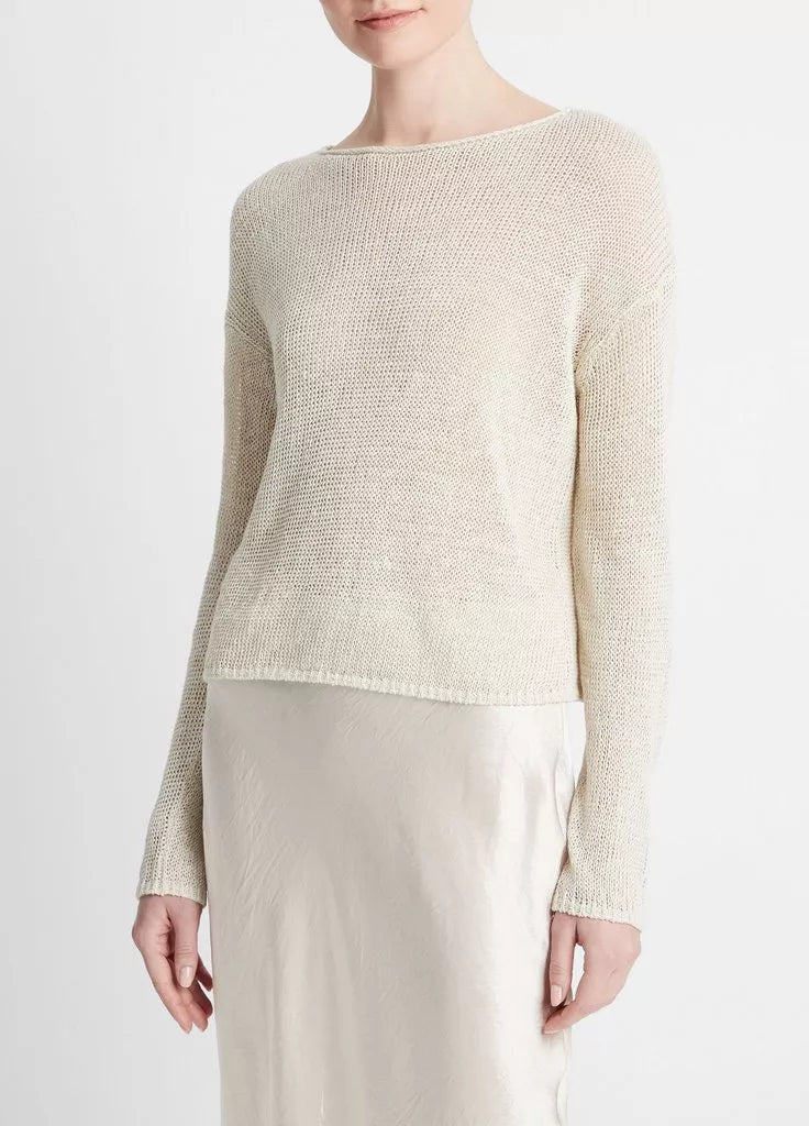 Italian Linen Drop-Shoulder Pullover Sweater - Ceramic by Vince | 25 South Boutiques