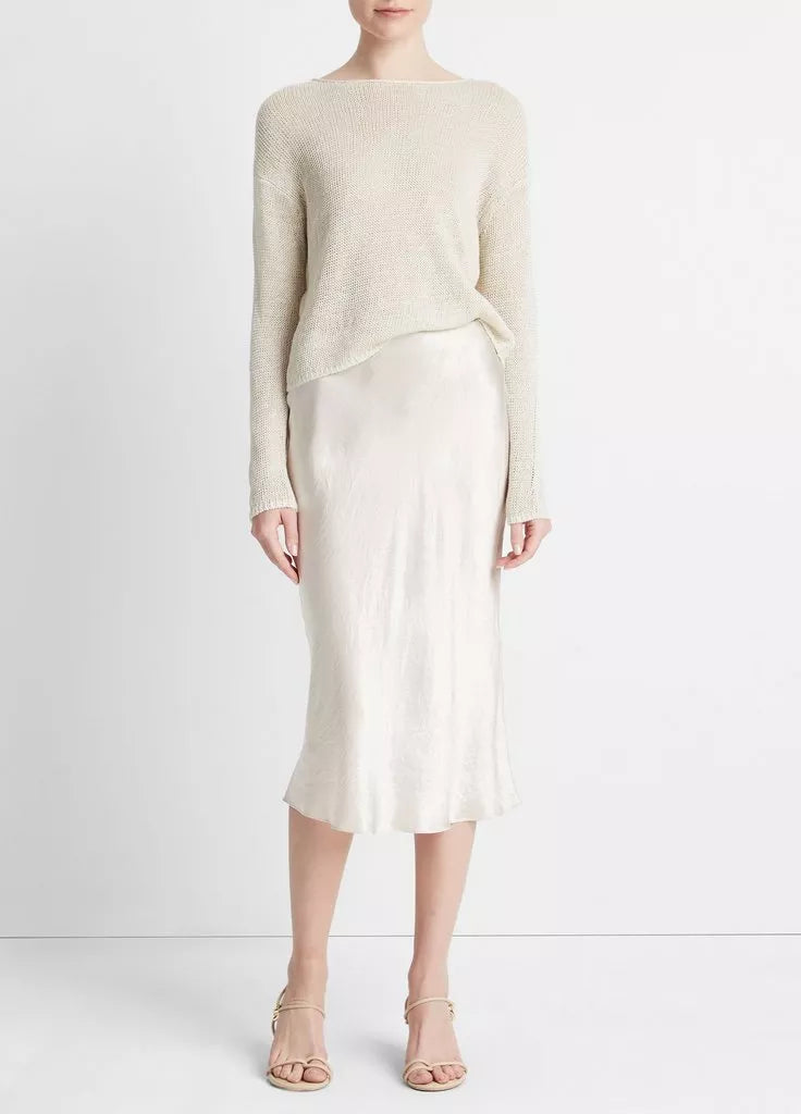 Italian Linen Drop-Shoulder Pullover Sweater - Ceramic by Vince — view 3