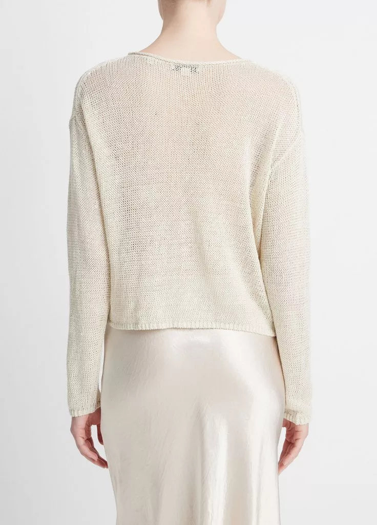 Italian Linen Drop-Shoulder Pullover Sweater - Ceramic by Vince — view 4