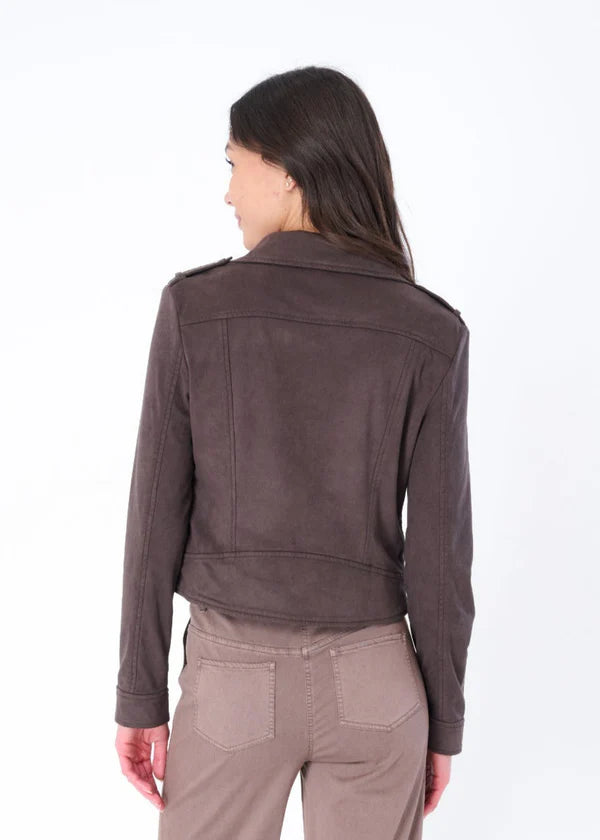 Loras Faux Suede Biker Jacket - Saddle by Marrakech — view 4