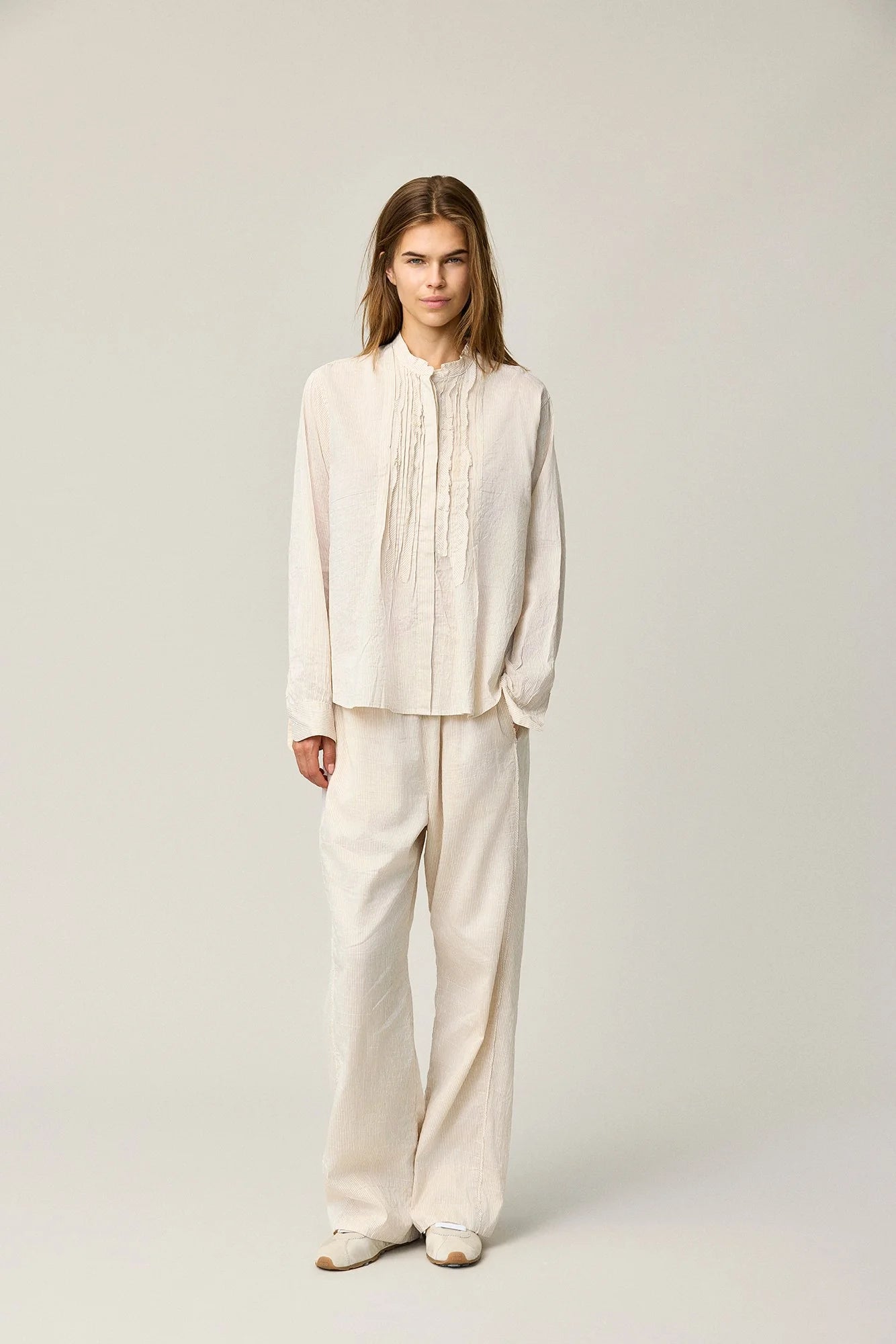 Silk Stripe Shirt - Pale Pesca by Kristensen — view 3