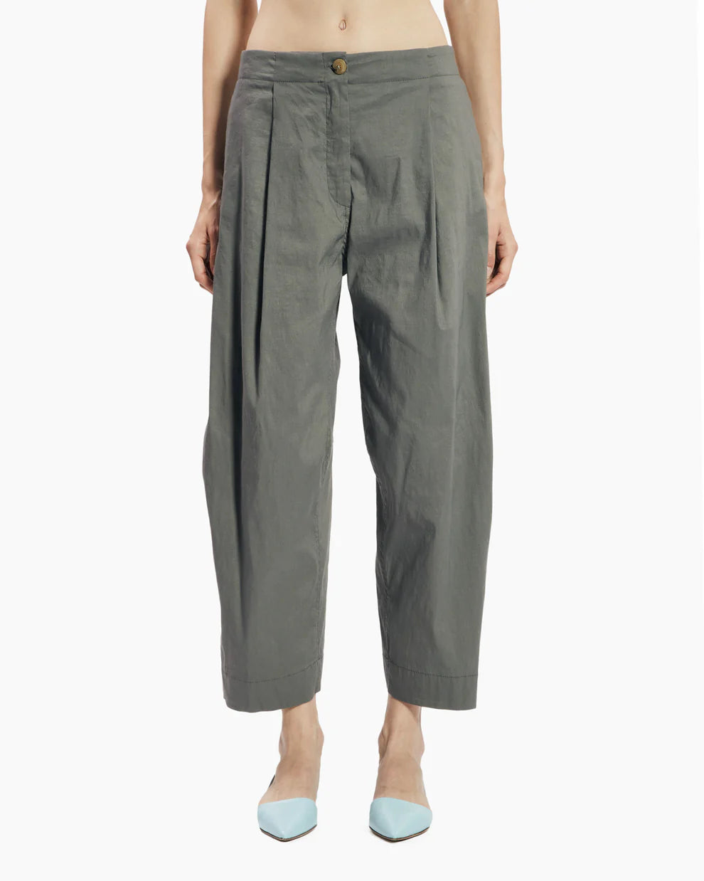 Stretch Linen Cotton Trousers - Acciaio by Malloni — alternate view