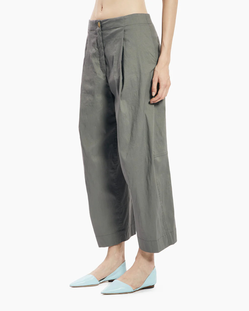 Stretch Linen Cotton Trousers - Acciaio by Malloni — view 3