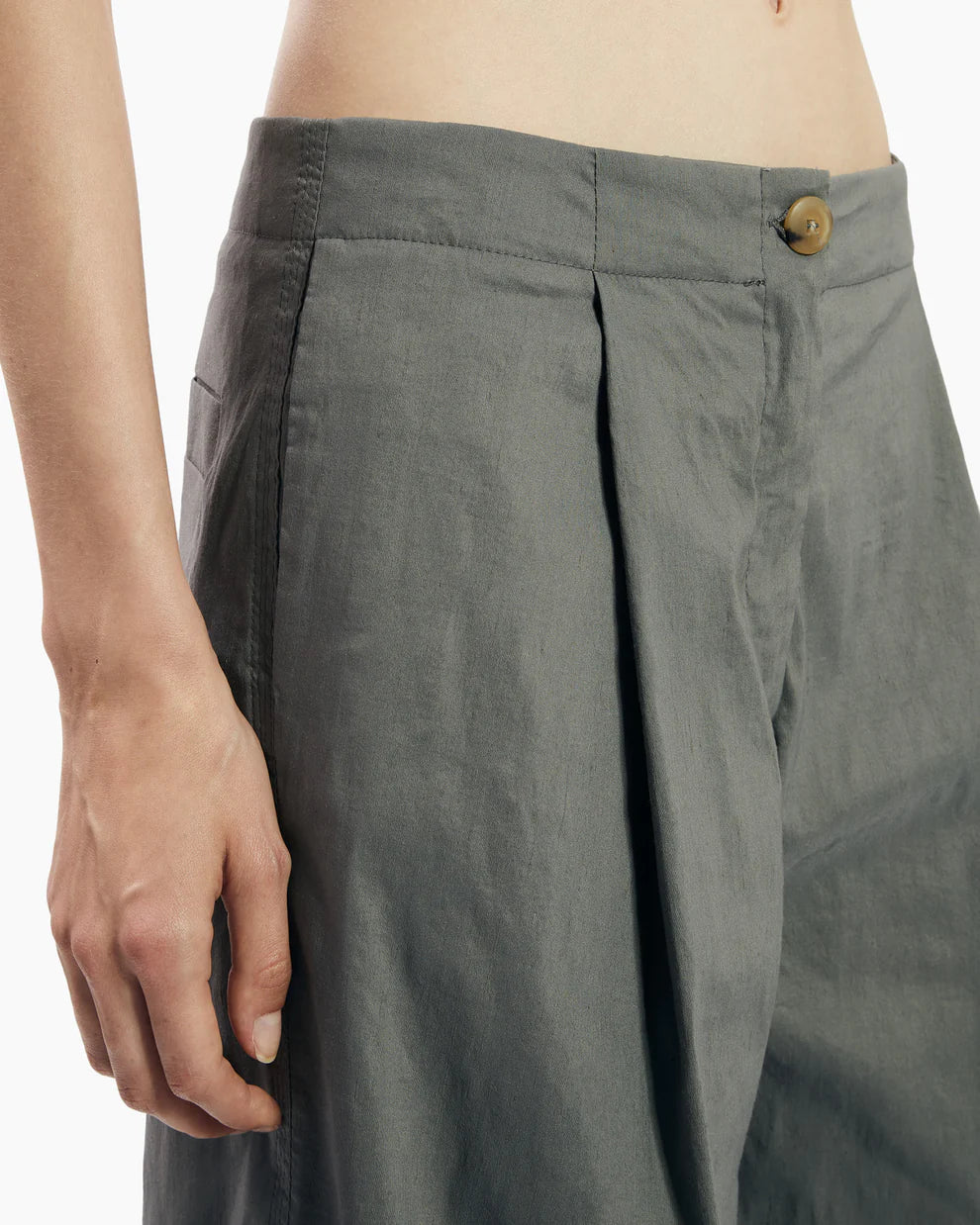 Stretch Linen Cotton Trousers - Acciaio by Malloni — view 5