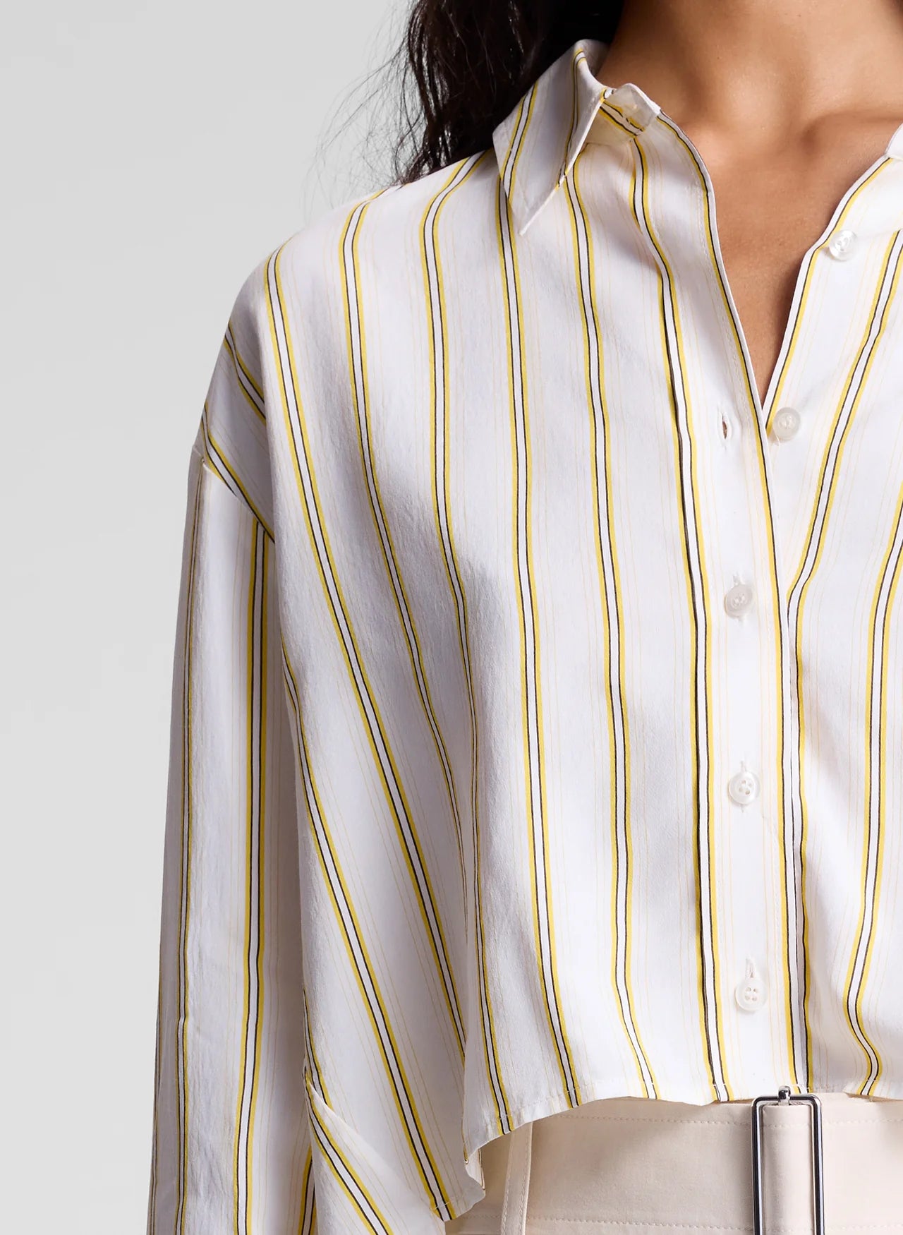 Maude Cropped Cotton Shirt - Canary Stripe by A.L.C — alternate view