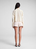 Maude Cropped Cotton Shirt - Canary Stripe by A.L.C — view 5