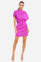 The Sienna Draped Mini Dress - Fuchsia by ONE33 Social | 25 South Boutiques