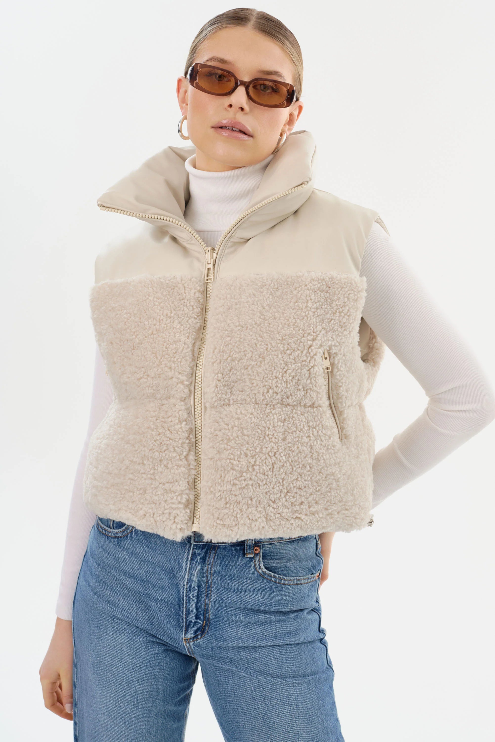 Melicia Reversible Puffer Vest - Bone Ecru by LAMARQUE | 25 South Boutiques