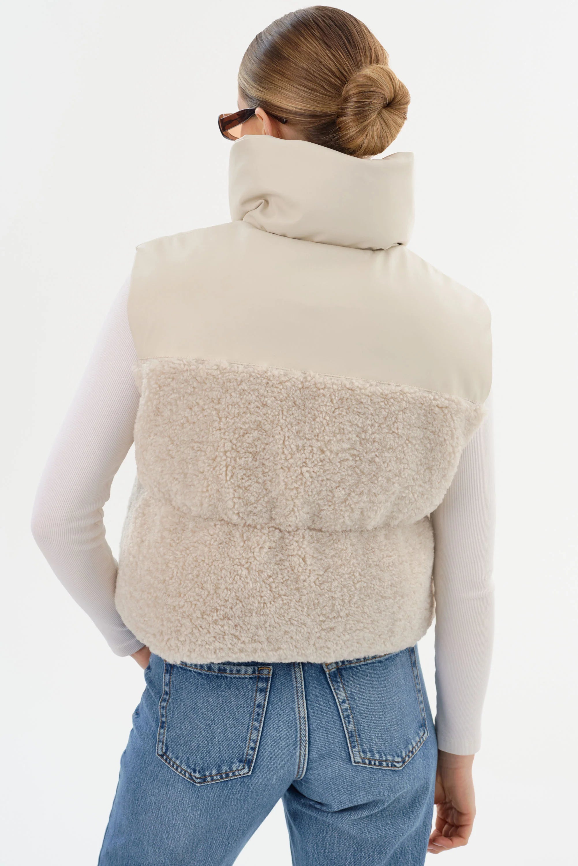 Melicia Reversible Puffer Vest - Bone Ecru by LAMARQUE — view 6