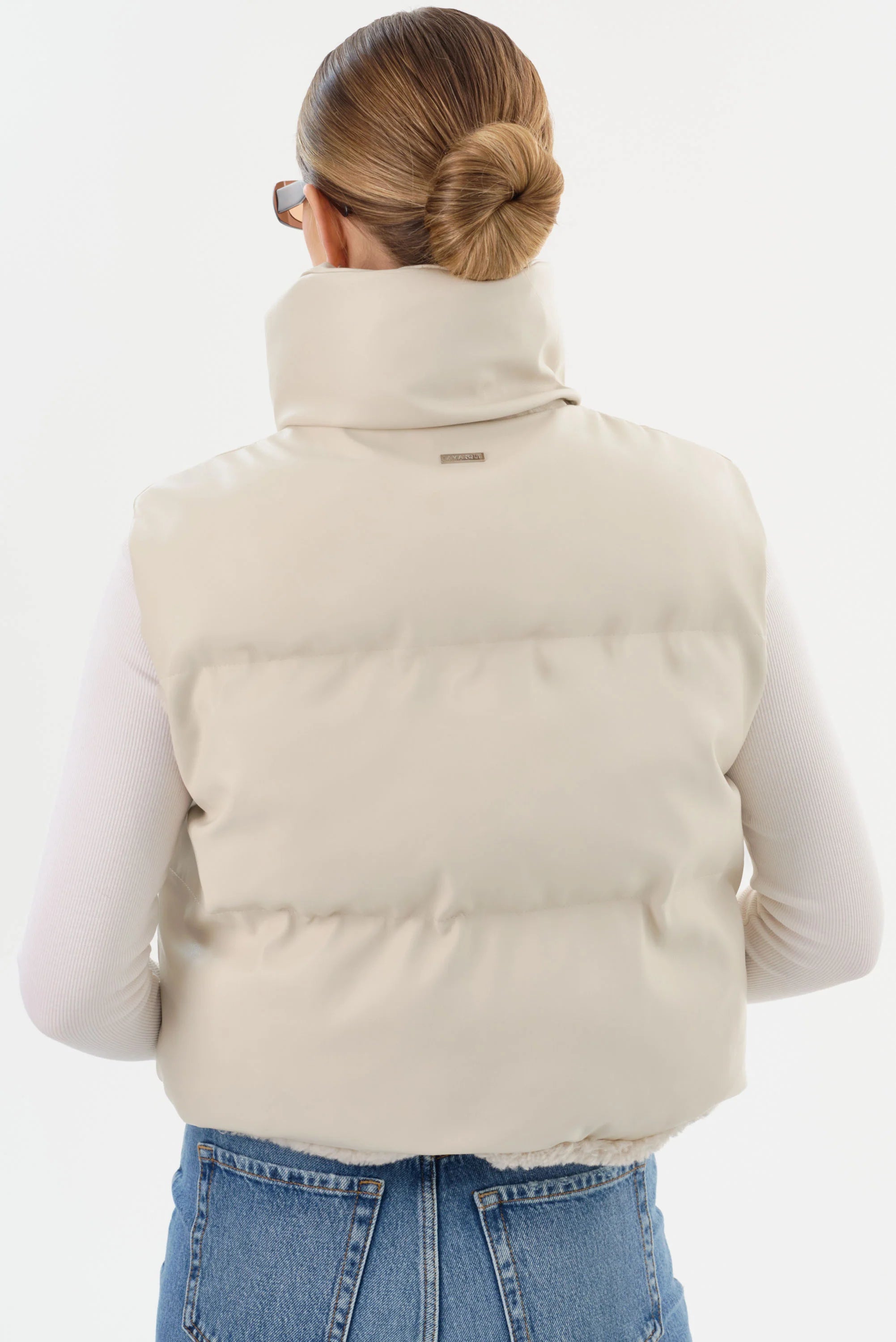 Melicia Reversible Puffer Vest - Bone Ecru by LAMARQUE — view 7