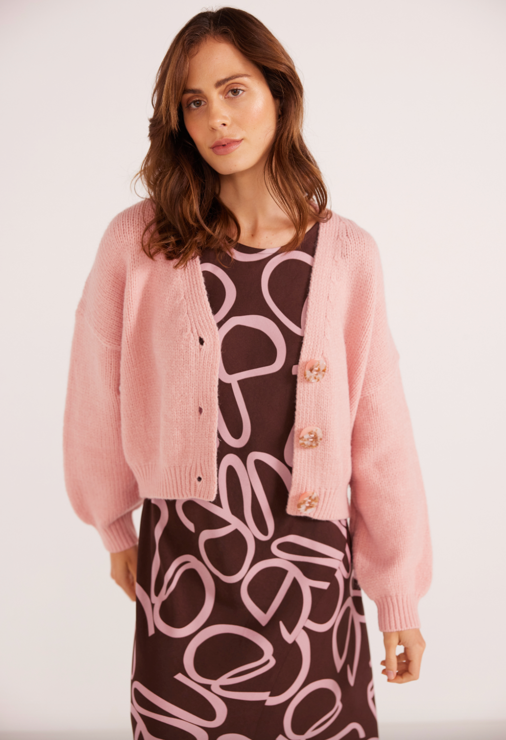 Rosie Relaxed Cardigan - Blush Pink by Mink Pink | 25 South Boutiques