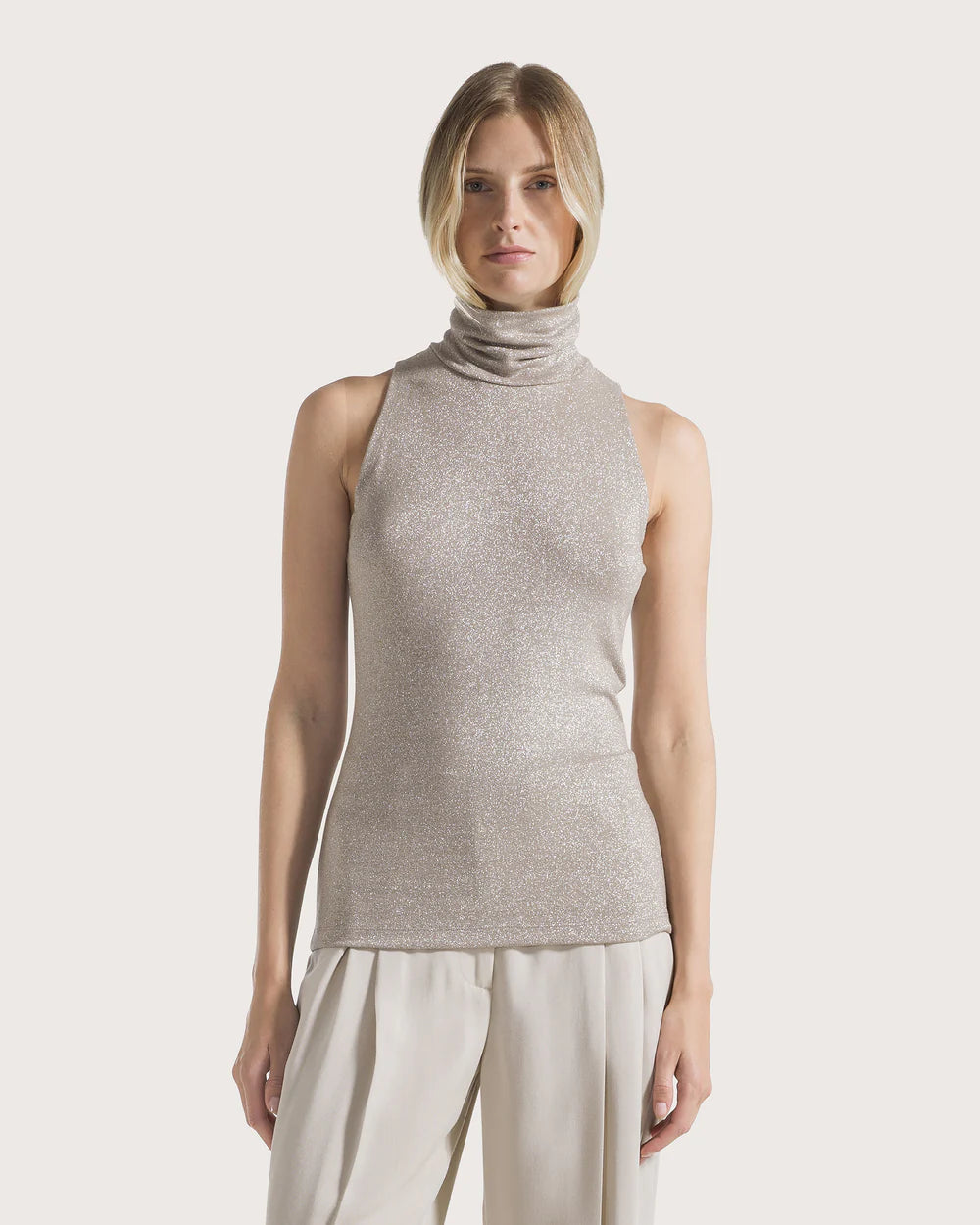 Lurex Sleeveless Turtleneck - Dove Grey by Seventy Venezia | 25 South Boutiques