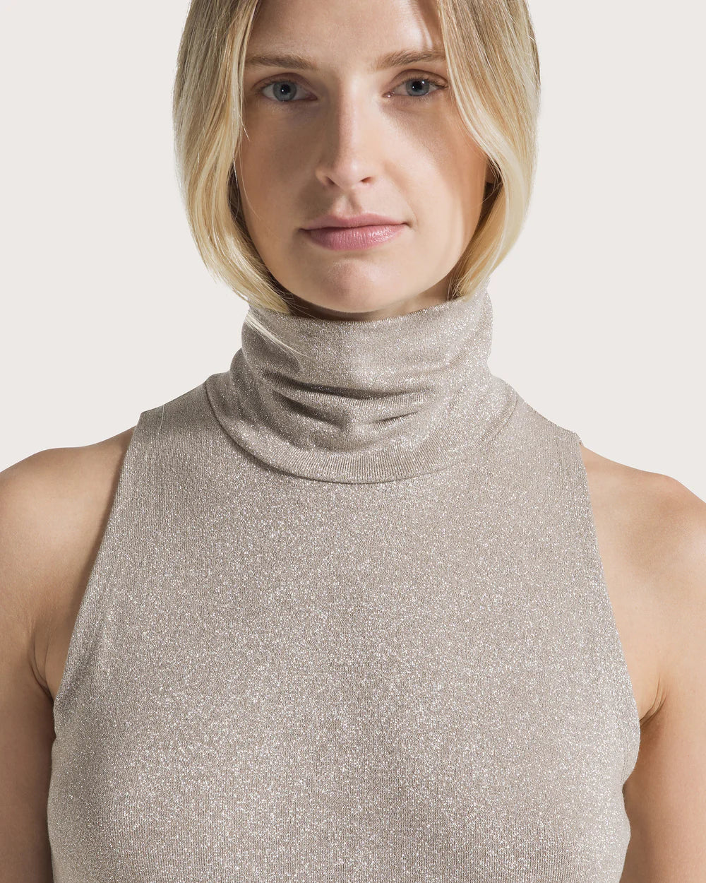 Lurex Sleeveless Turtleneck - Dove Grey by Seventy Venezia — alternate view