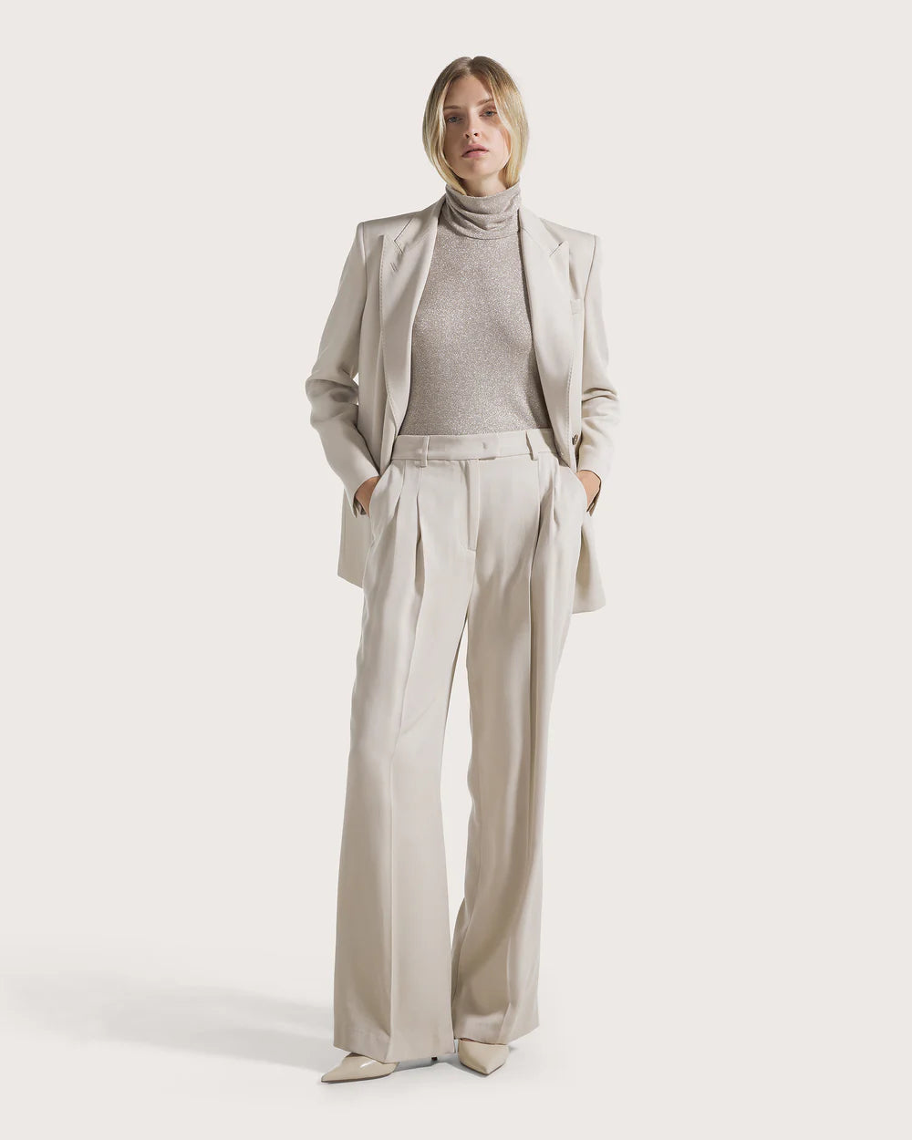 Lurex Sleeveless Turtleneck - Dove Grey by Seventy Venezia — view 4
