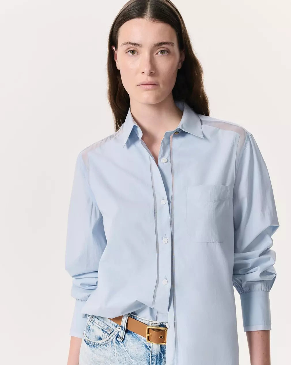 Maxine Poplin-Organza Shirt - Light Blue by Rag & Bone — alternate view