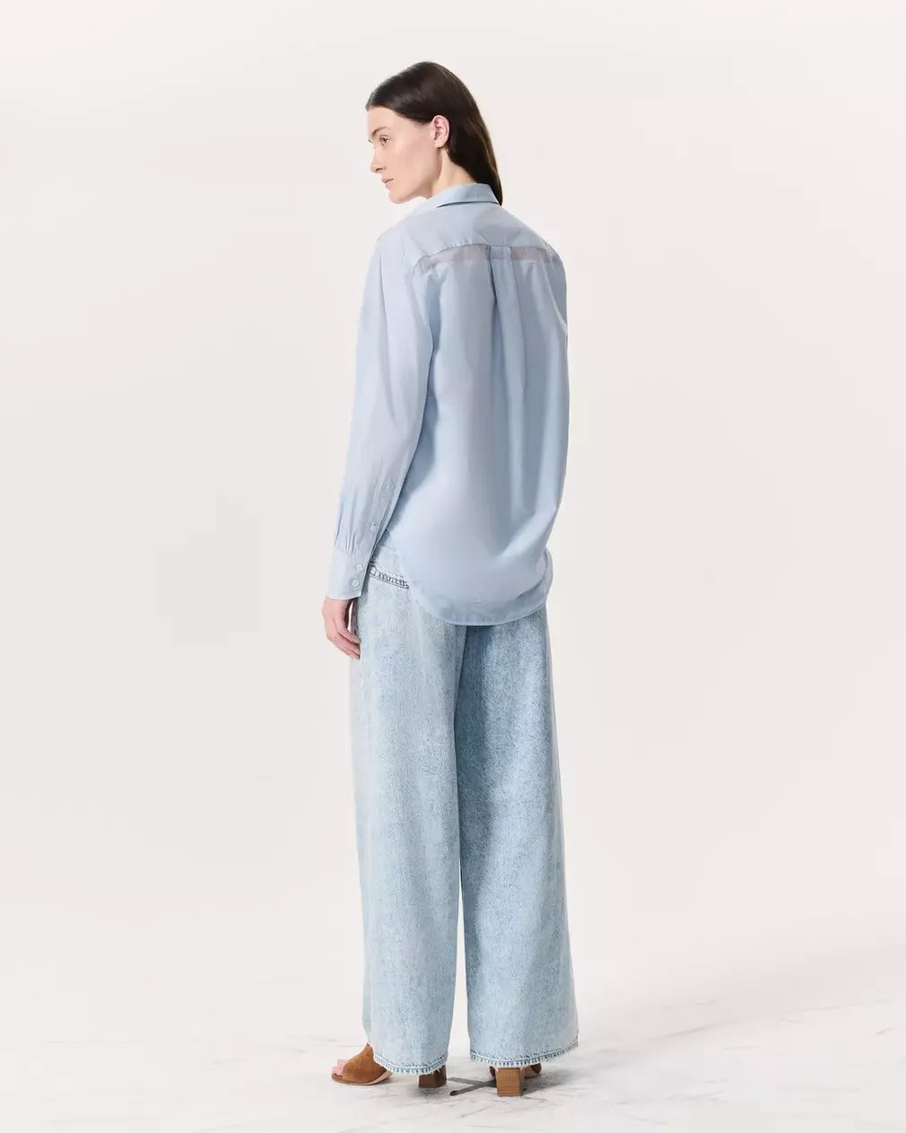 Maxine Poplin-Organza Shirt - Light Blue by Rag & Bone — view 4