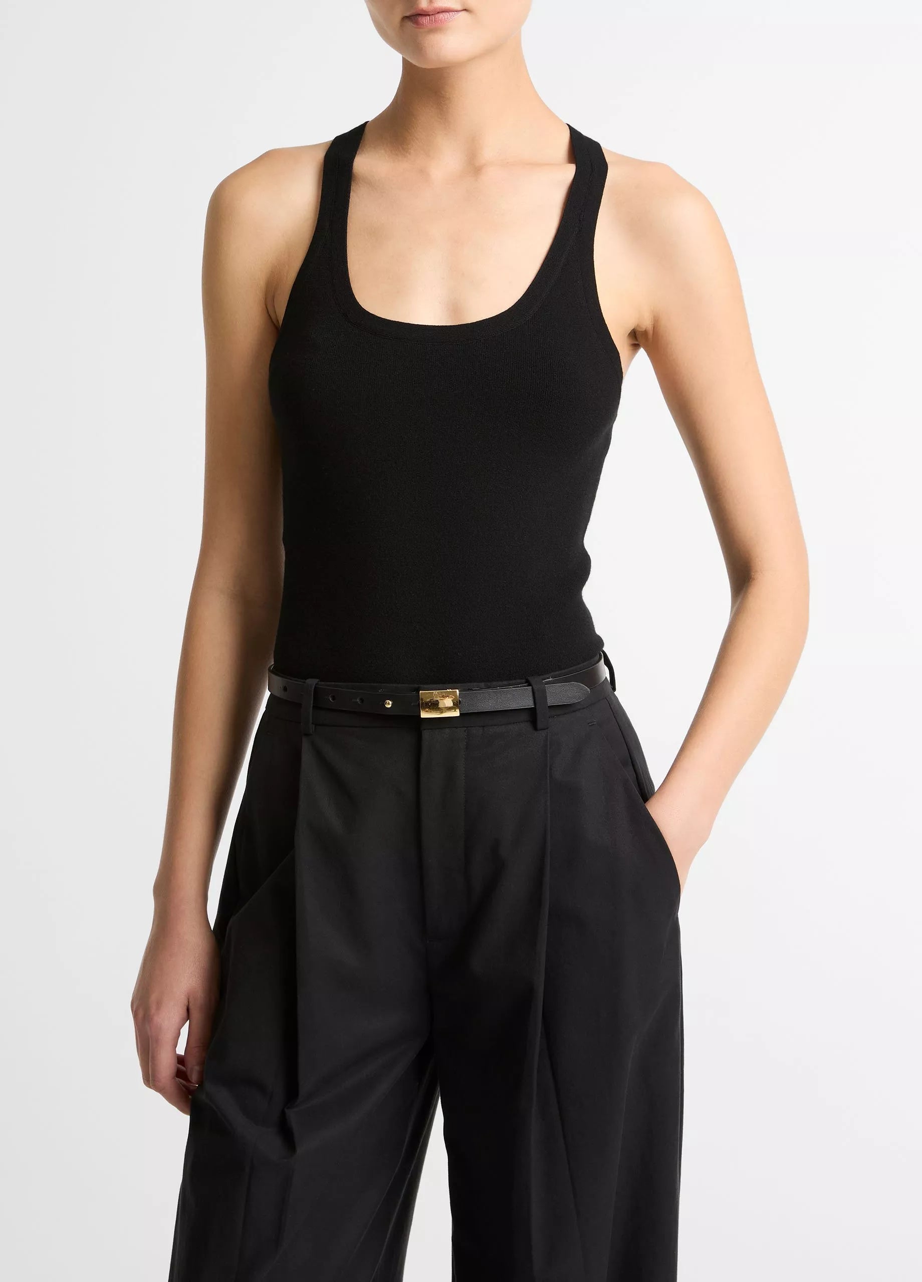 Milano-Stitch Scoop-Neck Sweater Tank - Black by Vince | 25 South Boutiques