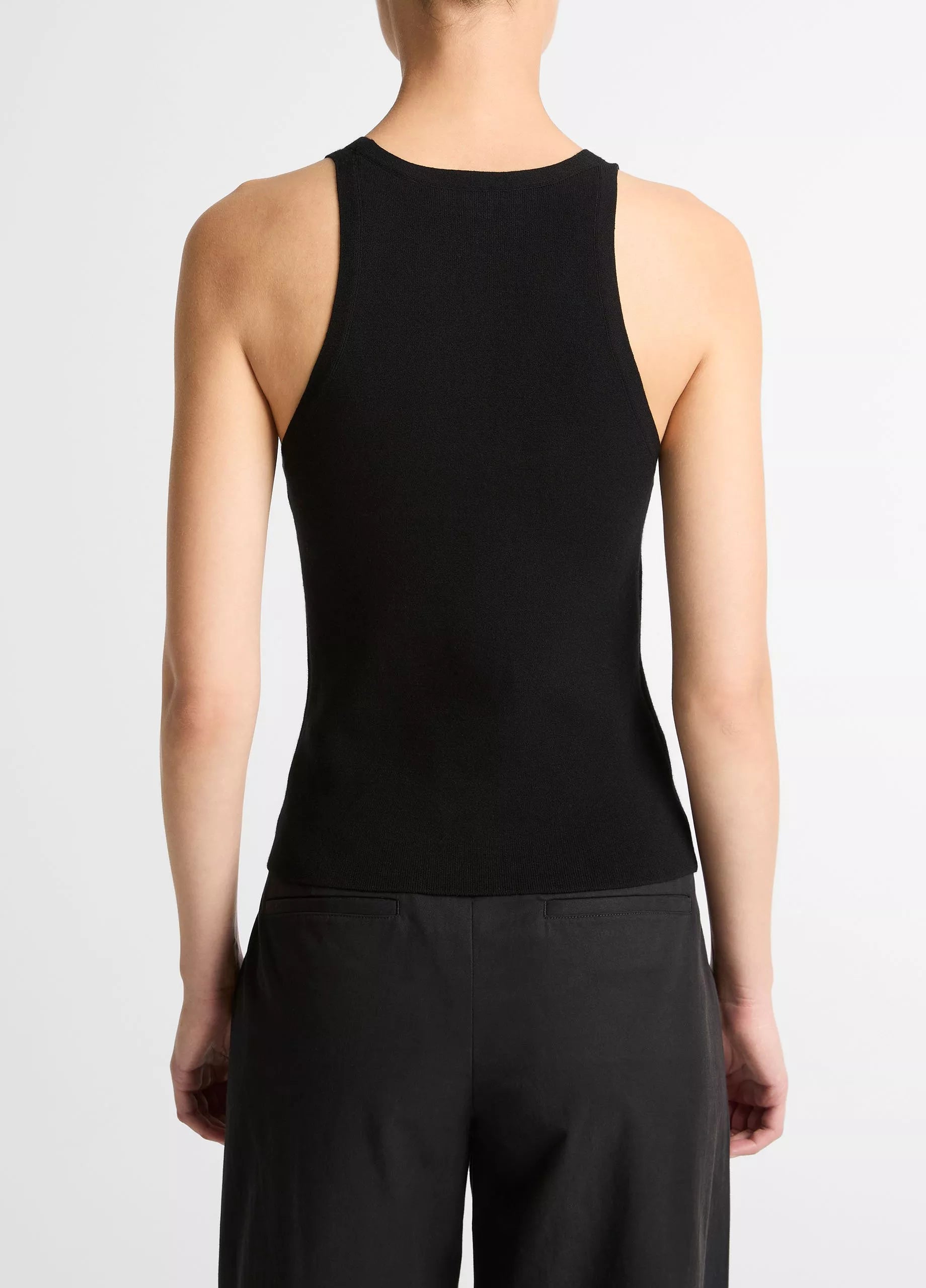 Milano-Stitch Scoop-Neck Sweater Tank - Black by Vince — view 3