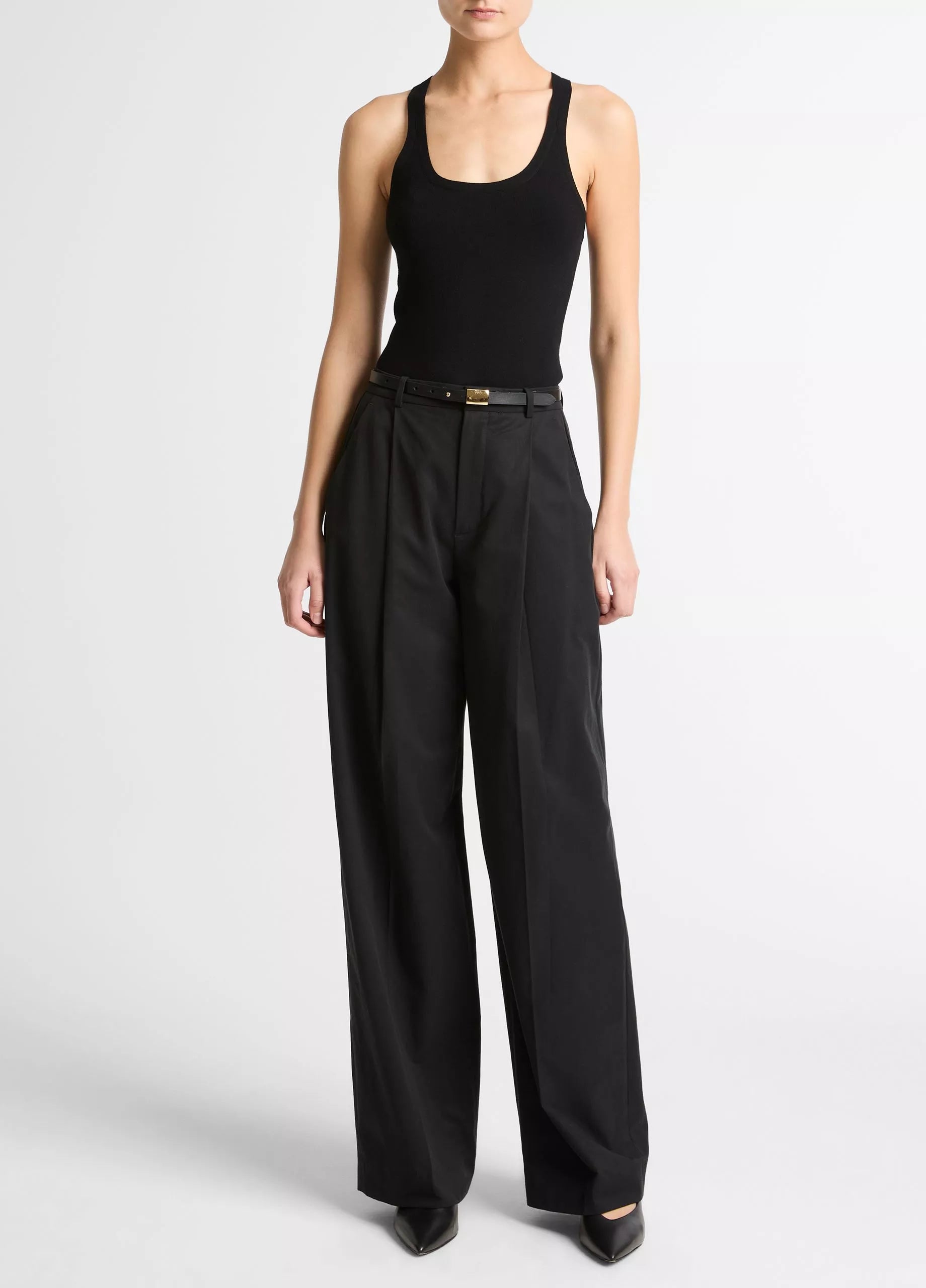 Milano-Stitch Scoop-Neck Sweater Tank - Black by Vince — view 4