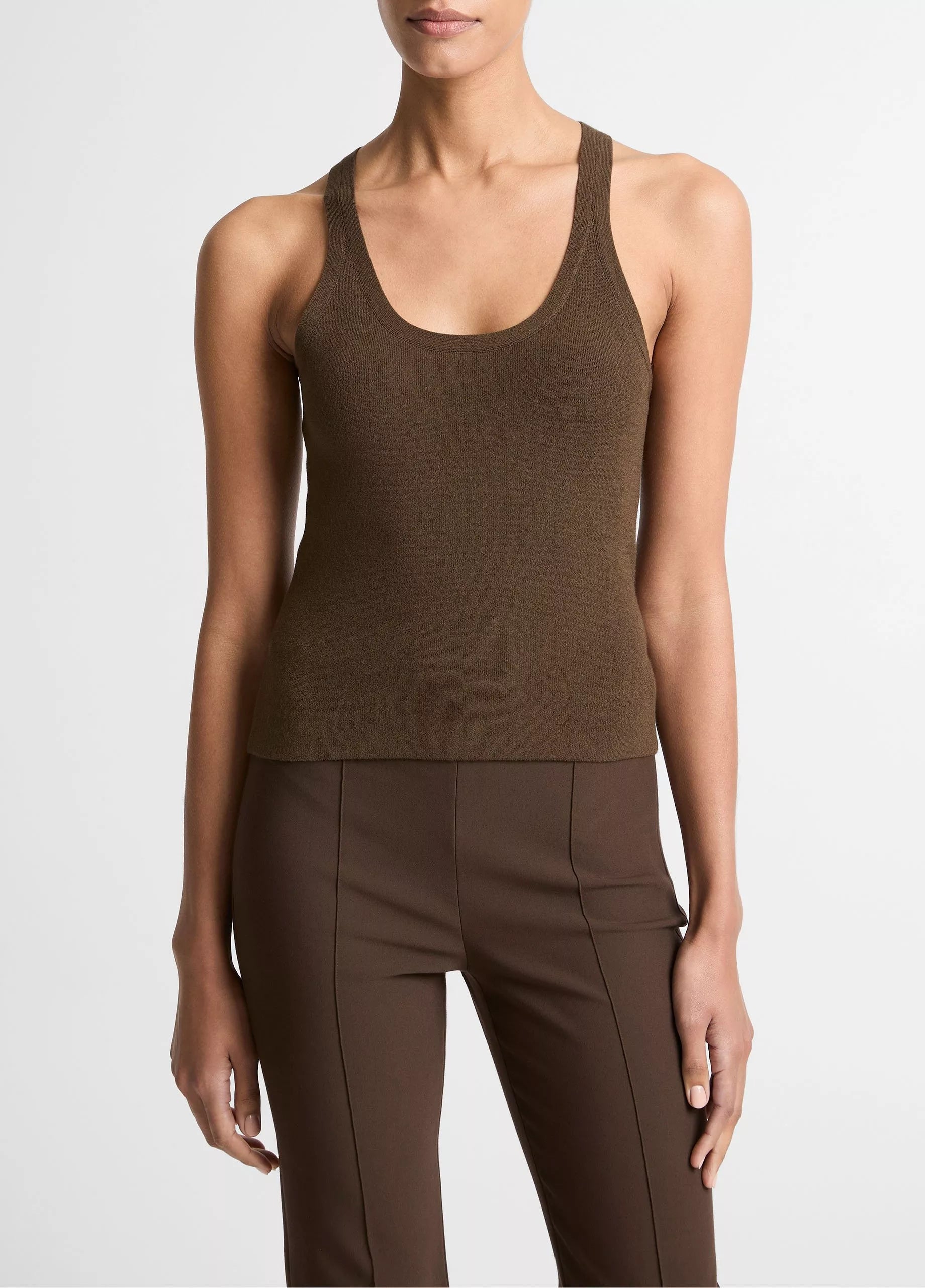 Milano-Stitch Scoop-Neck Sweater Tank - Dark Bark by Vince | 25 South Boutiques