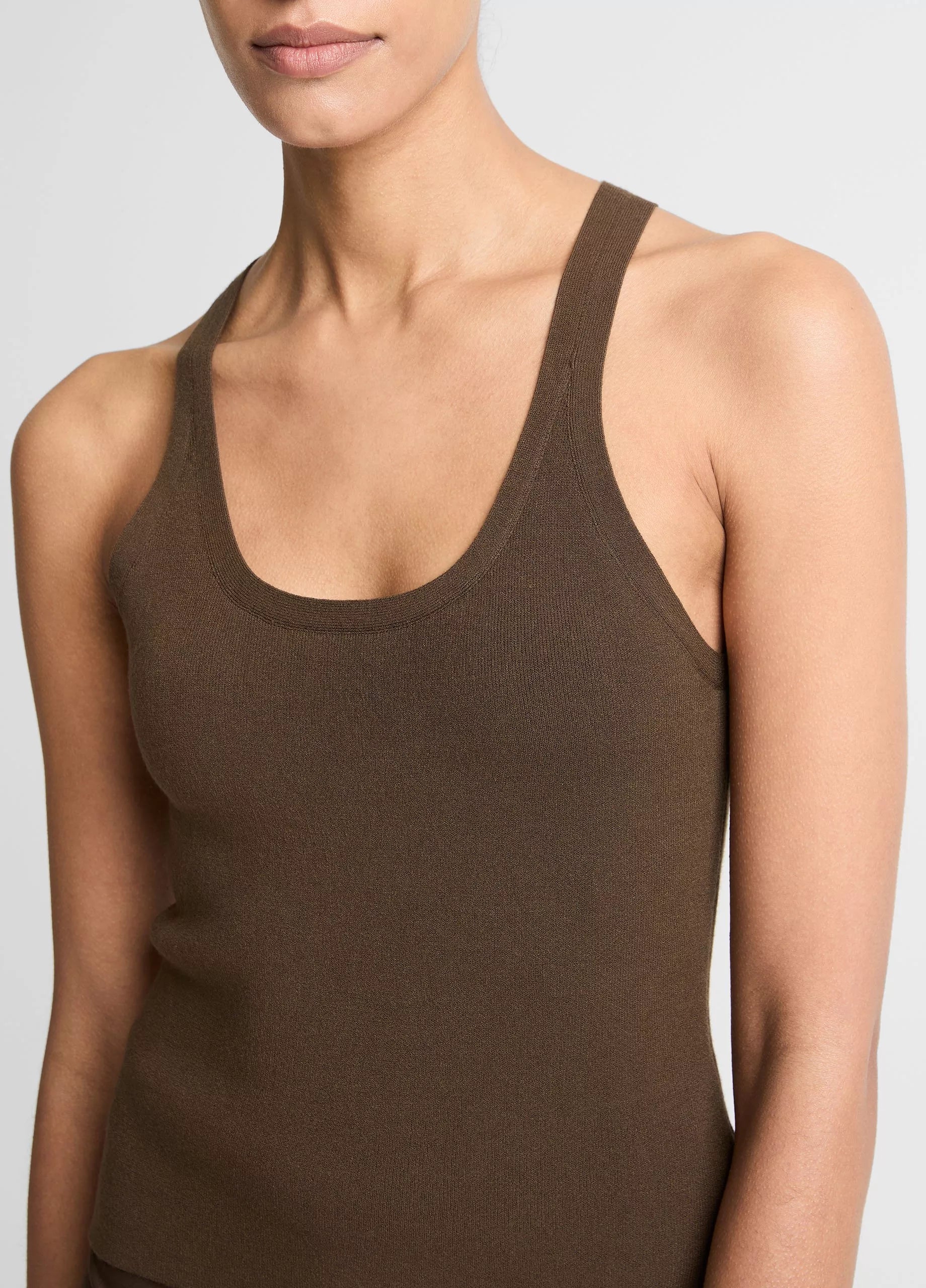 Milano-Stitch Scoop-Neck Sweater Tank - Dark Bark by Vince — alternate view