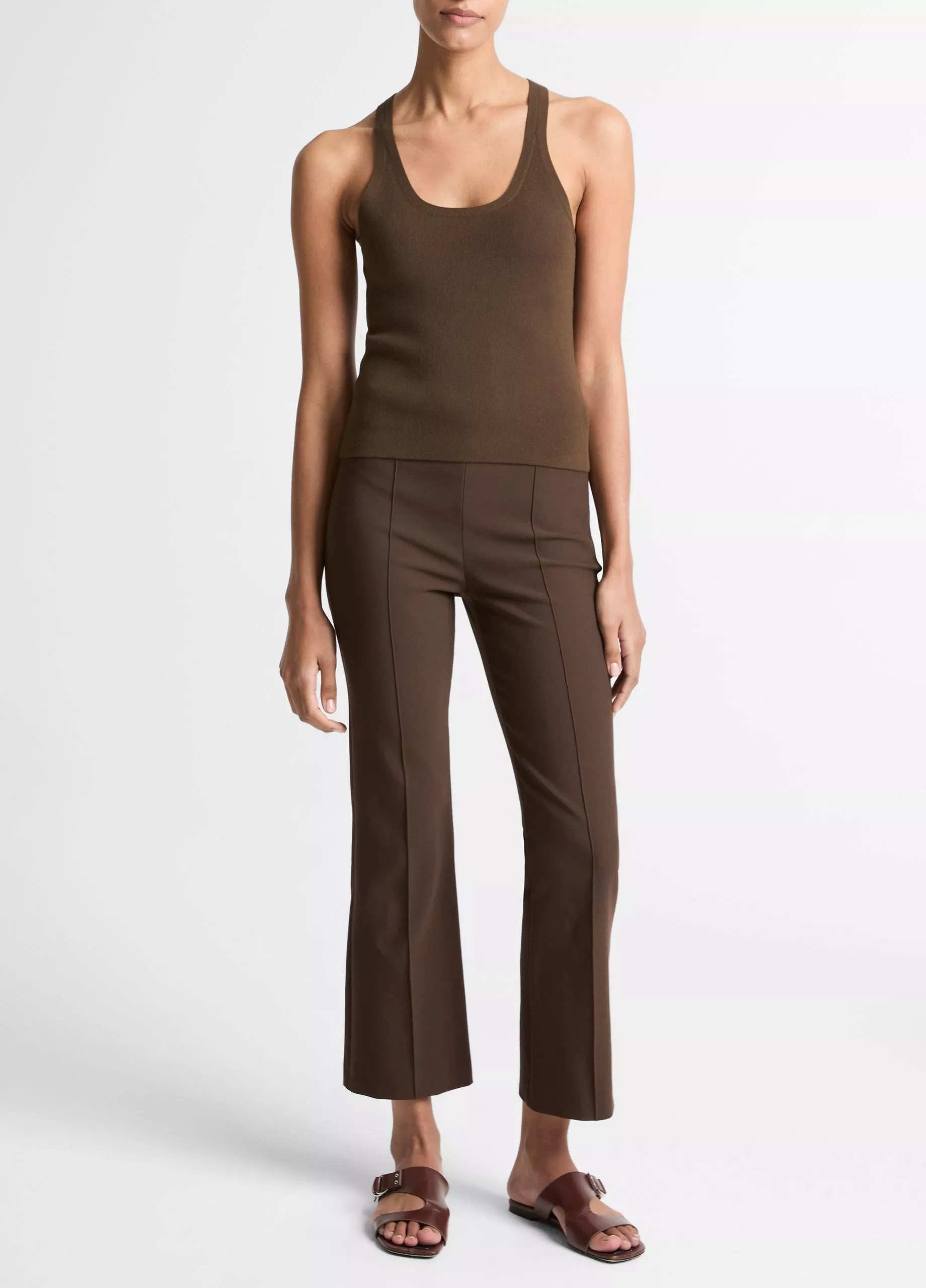 Milano-Stitch Scoop-Neck Sweater Tank - Dark Bark by Vince — view 4