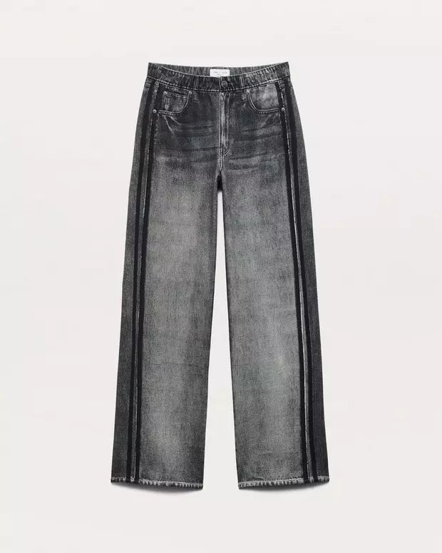 Miramar Terry Wide-Leg Track Pants - Washed Black by Rag & Bone — view 5