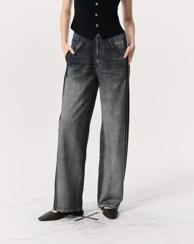 Miramar Terry Wide-Leg Track Pants - Washed Black by Rag & Bone — alternate view