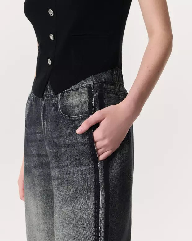 Miramar Terry Wide-Leg Track Pants - Washed Black by Rag & Bone — view 3