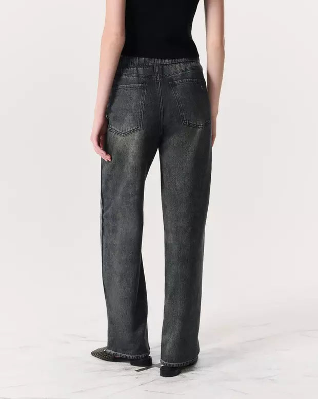 Miramar Terry Wide-Leg Track Pants - Washed Black by Rag & Bone — view 4