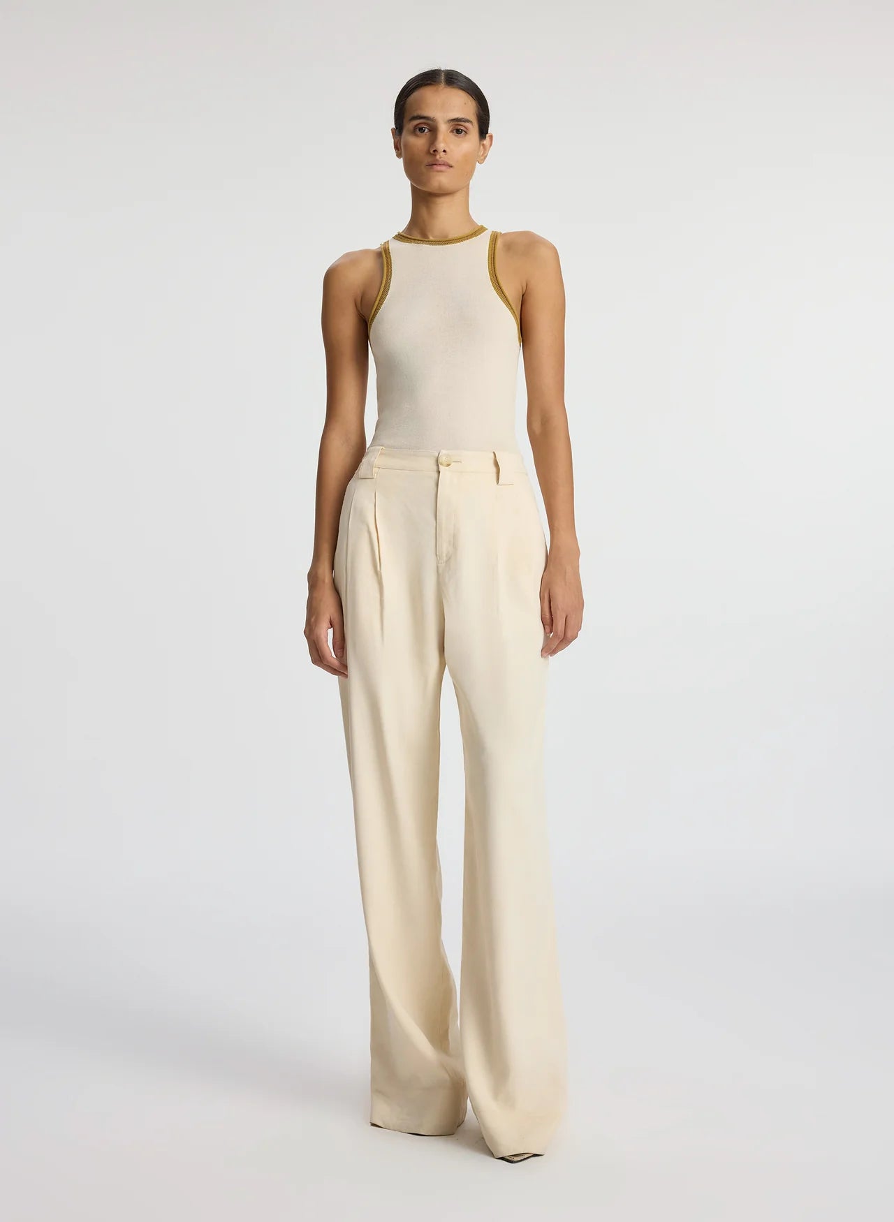 Nelly Contrast Trim Knit Tank - Buttercream by A.L.C — view 3