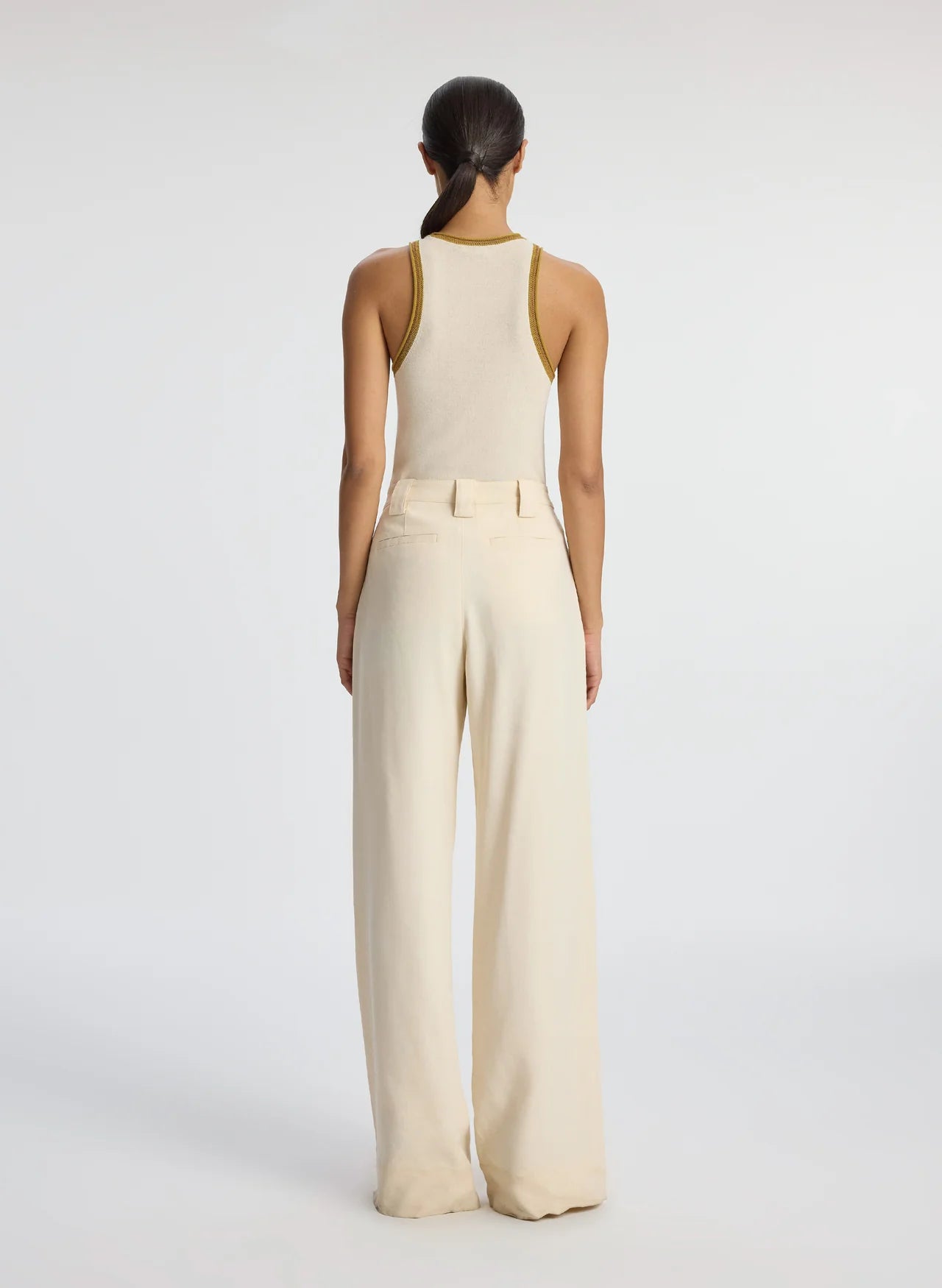 Nelly Contrast Trim Knit Tank - Buttercream by A.L.C — view 4