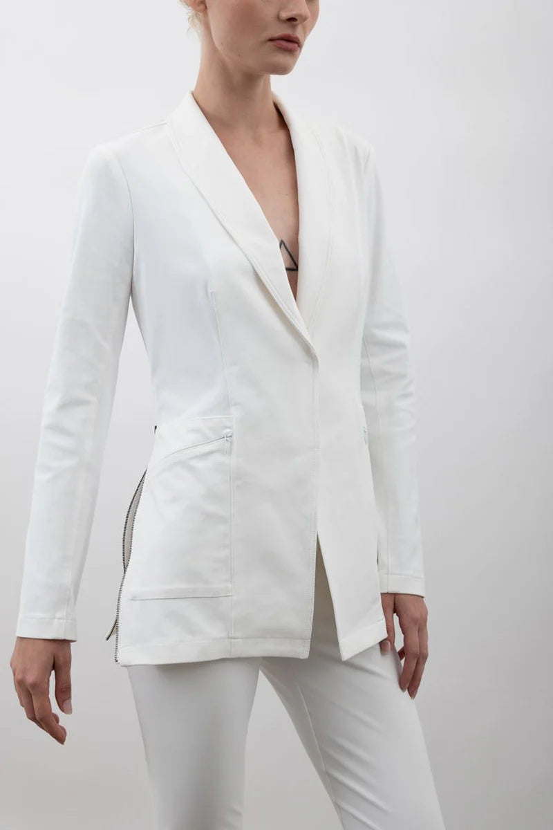 Valbella Tech Stretch Blazer - White by Elaine Kim — view 3