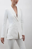 Valbella Tech Stretch Blazer - White by Elaine Kim — view 3