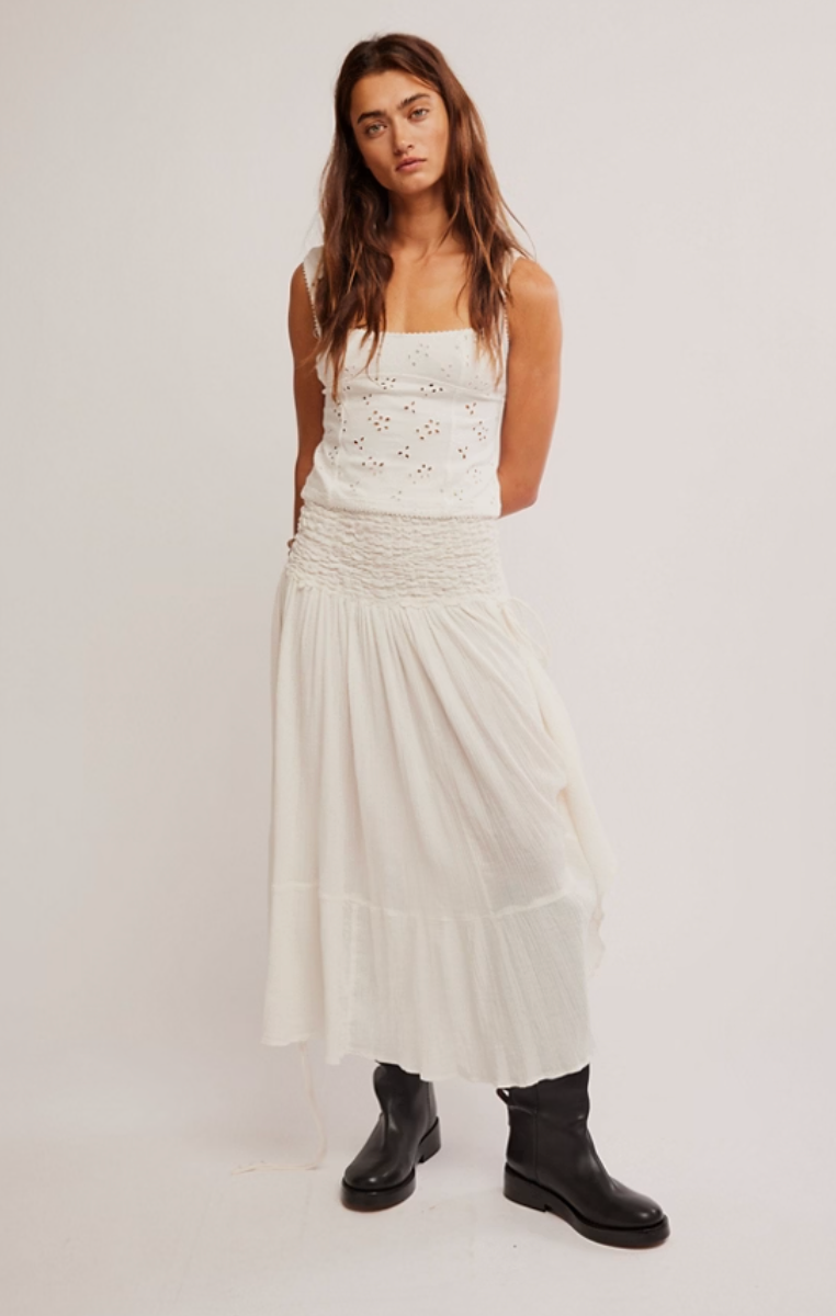 Prairie Convertible Skirt Dress - Whisper White by Free People — view 6