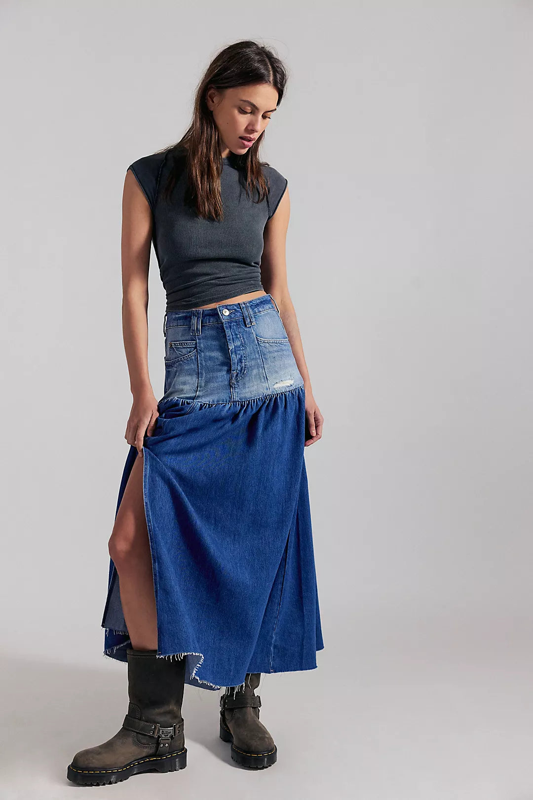 Good Company Mixed Denim Maxi - Blessed by Free People | 25 South Boutiques