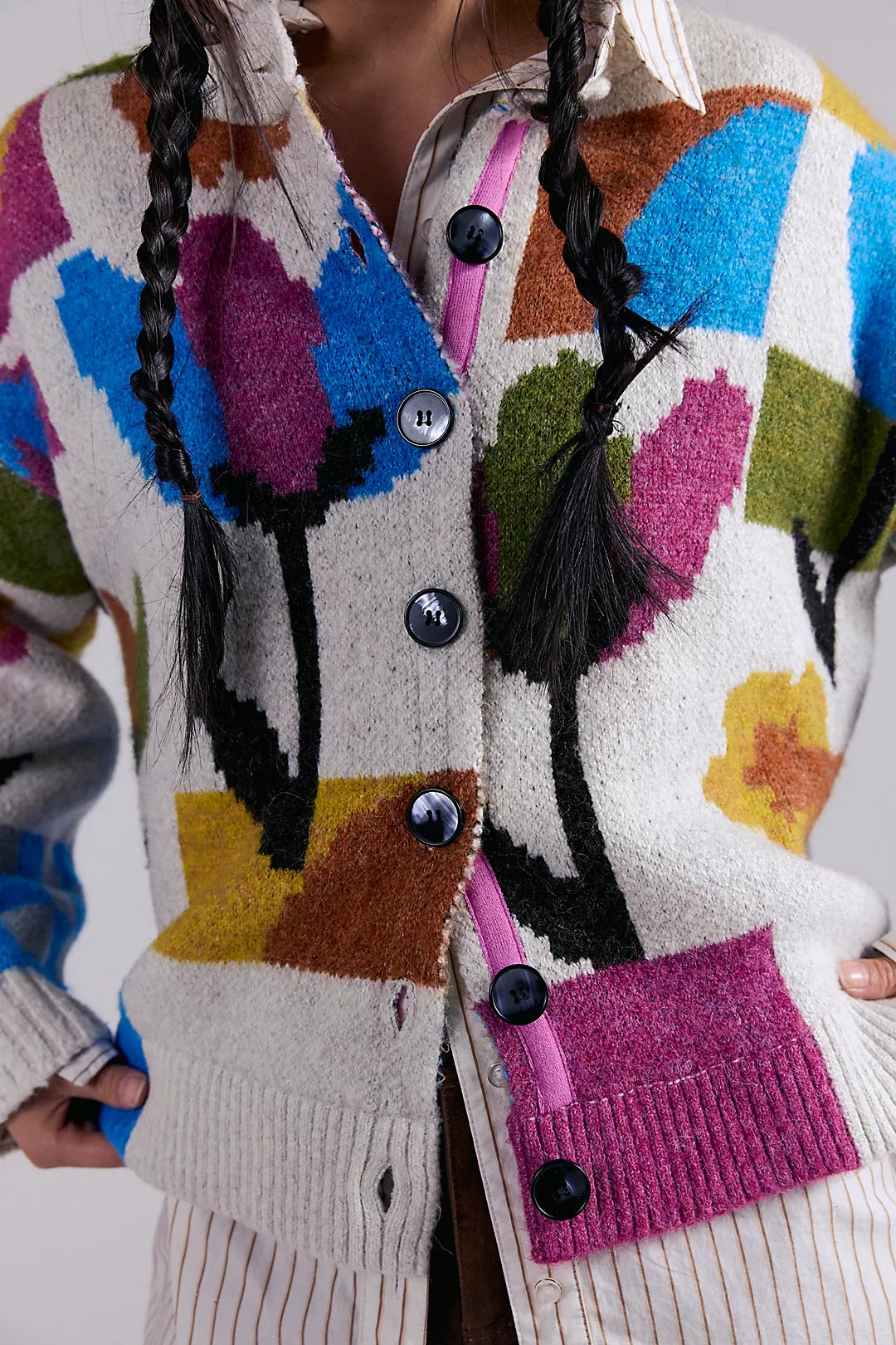 Tulip Whirl Cardi - Ivory Combo by Free People — alternate view