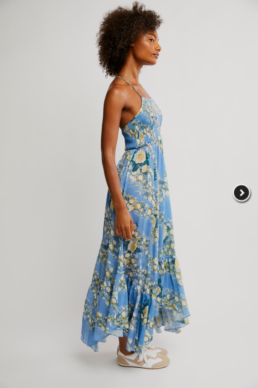 Heat Wave Printed Maxi Dress - Allure Blue Combo by Free People — alternate view