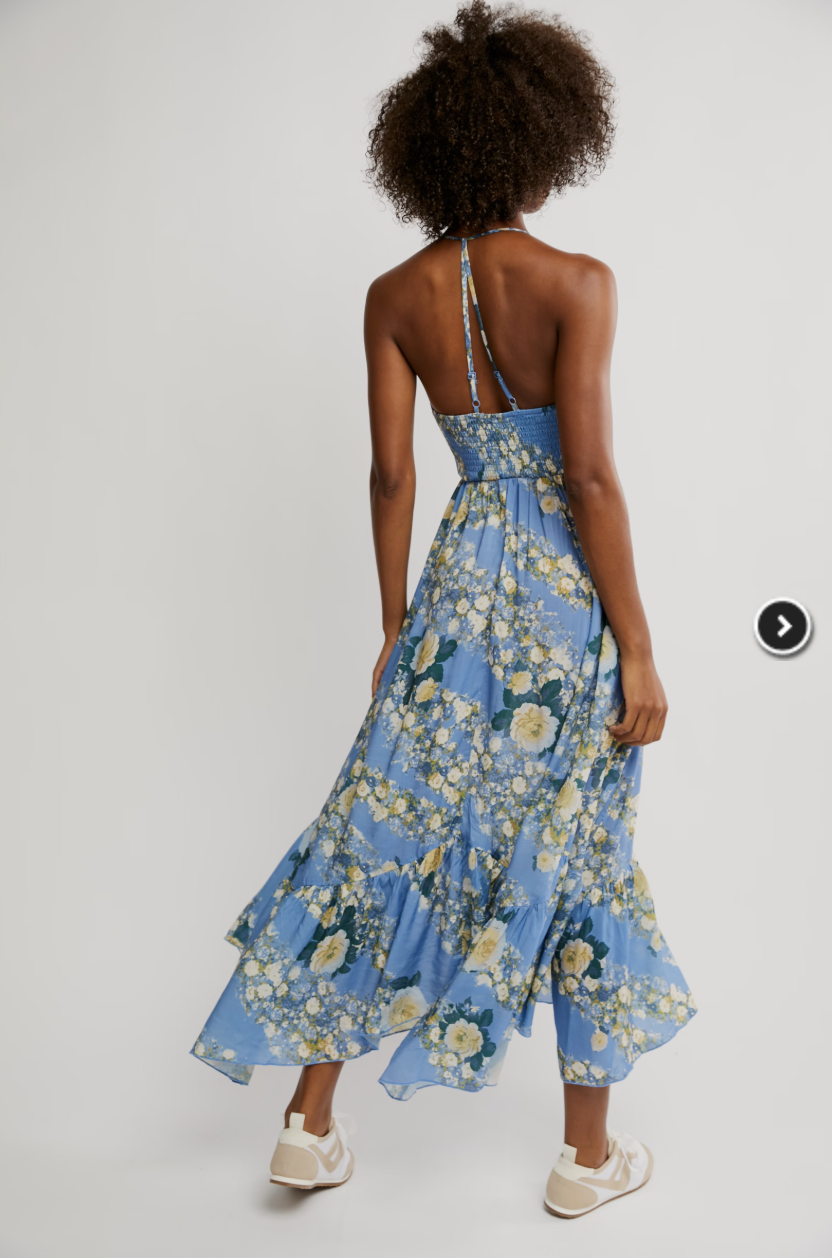 Heat Wave Printed Maxi Dress - Allure Blue Combo by Free People — view 3