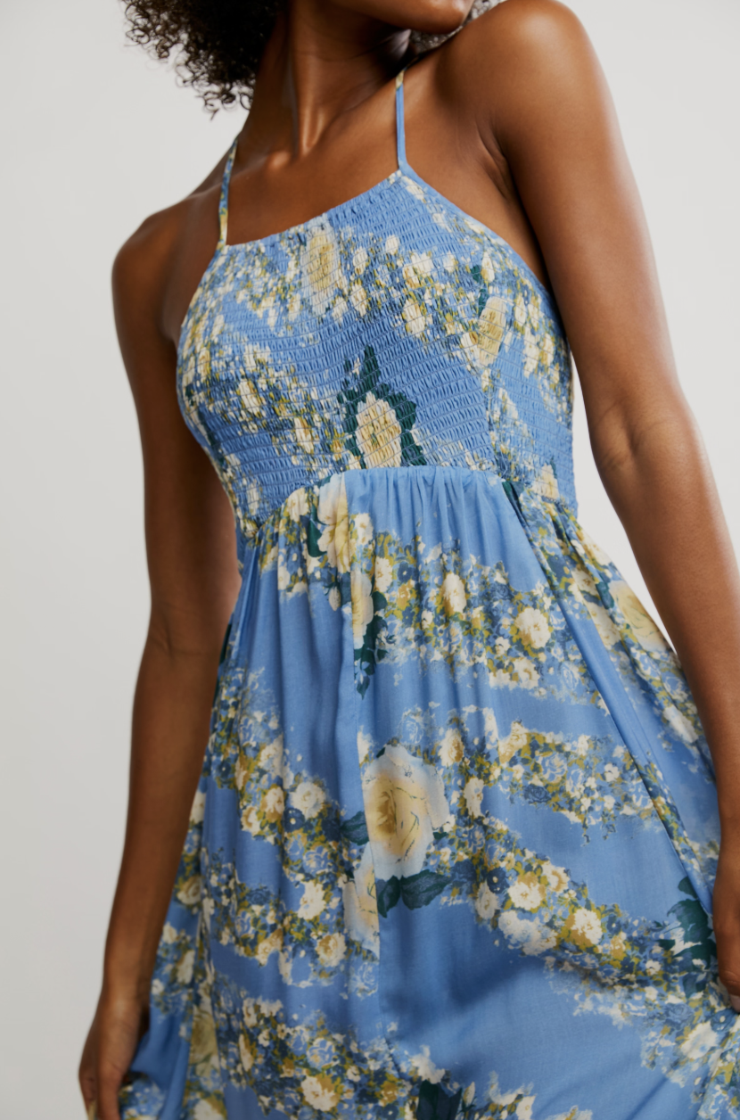 Heat Wave Printed Maxi Dress - Allure Blue Combo by Free People — view 4