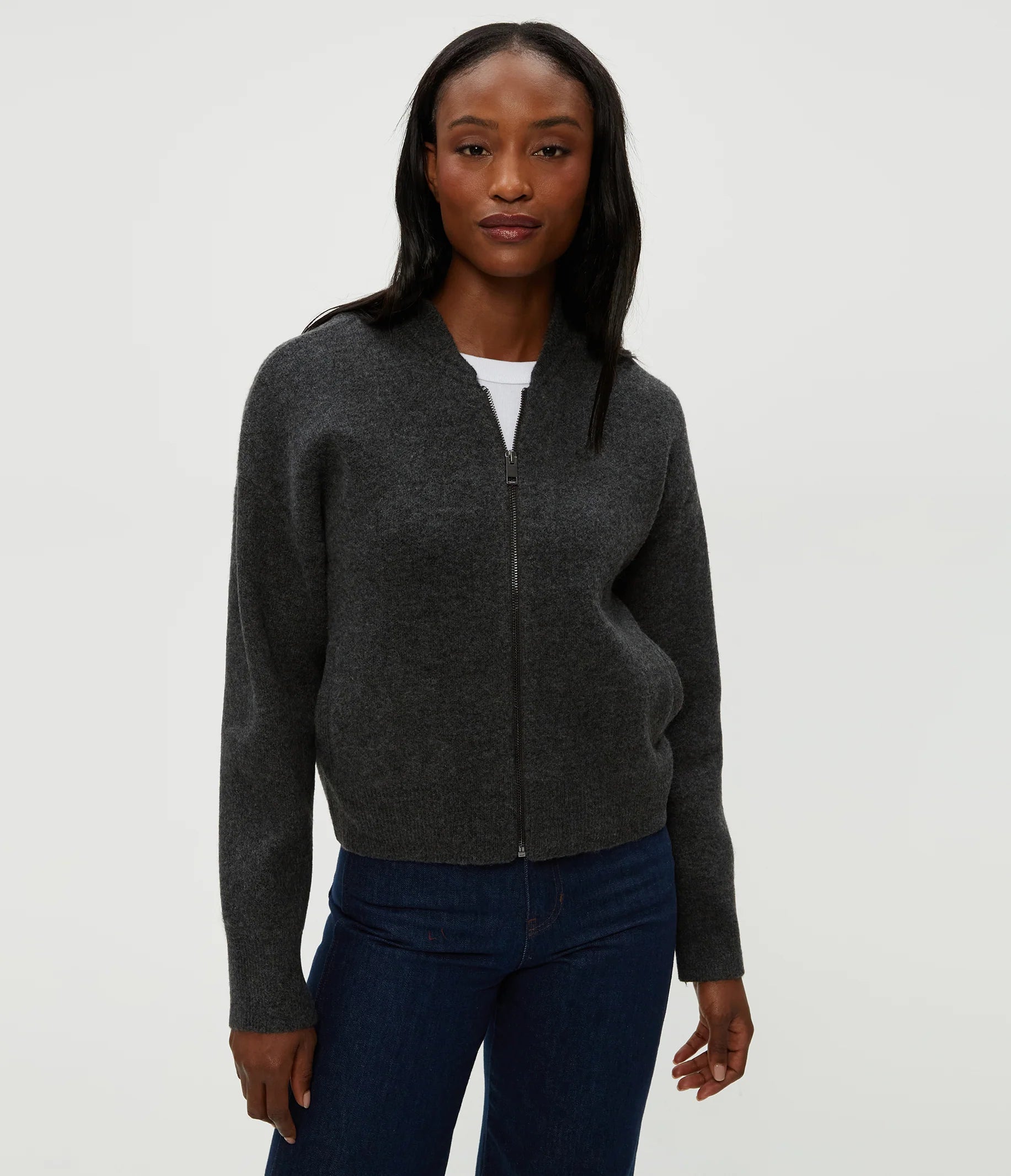 Lidia Cropped Bomber Jacket - Charcoal by Michael Stars | 25 South Boutiques